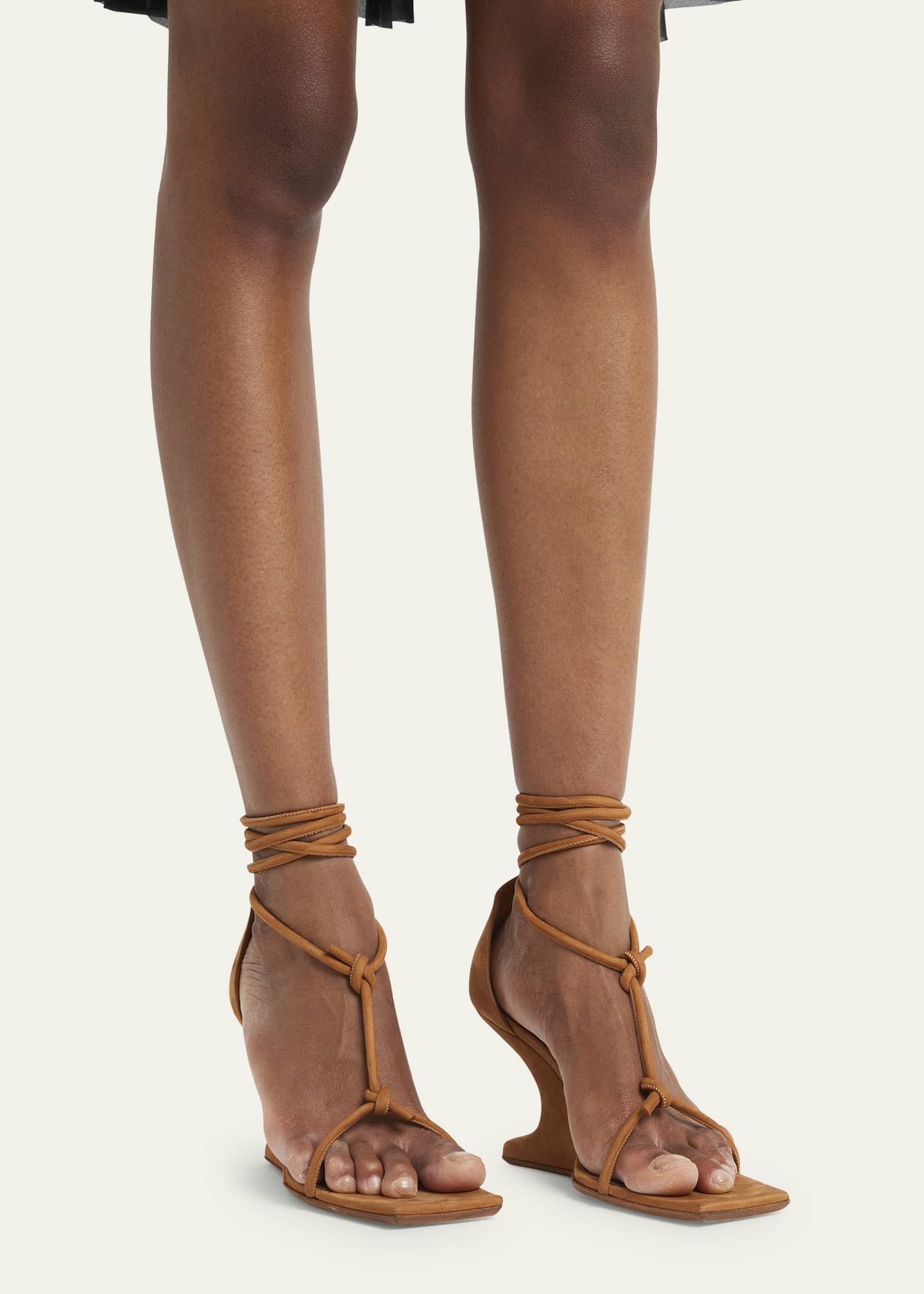Rick Owens Modern Suede Ankle-Wrap Wedge Sandals - Bergdorf