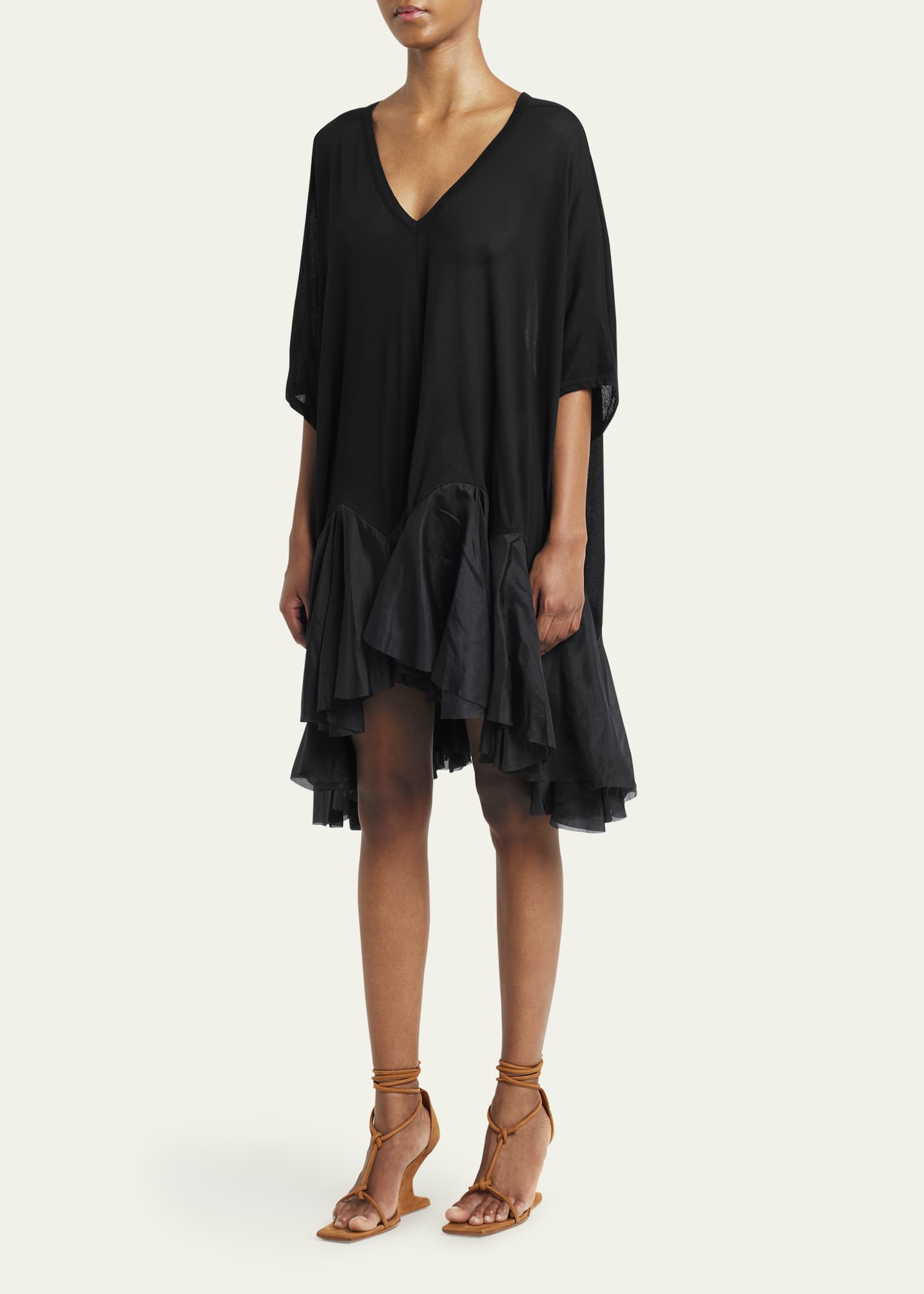 Rick Owens Modern Suede Ankle-Wrap Wedge Sandals Image 3 of 5