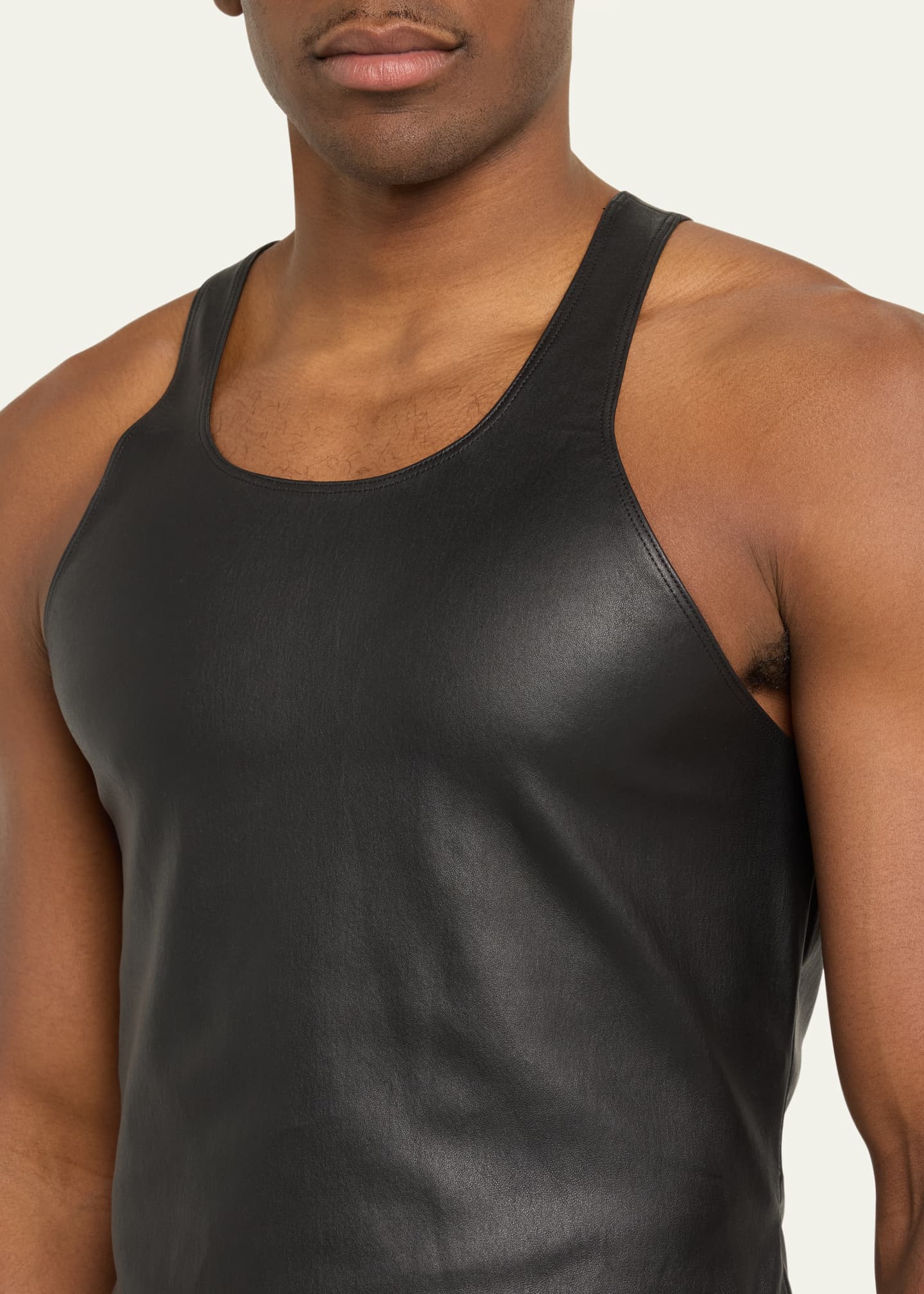 Rick Owens Men s Stretch Leather Tank Top Bergdorf Goodman