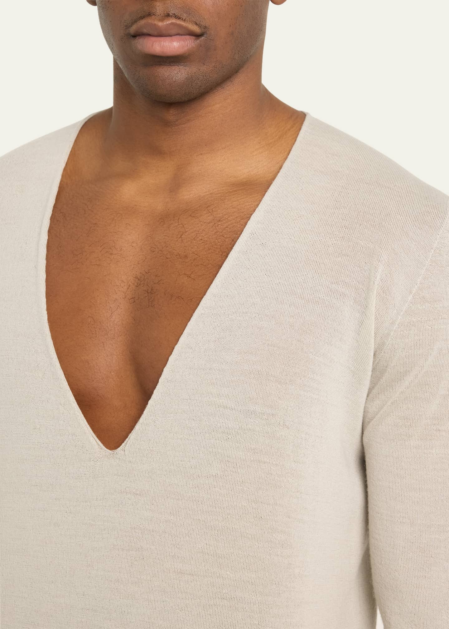 Rick Owens Men s Deep V Neck Lightweight Wool Sweater Bergdorf Goodman