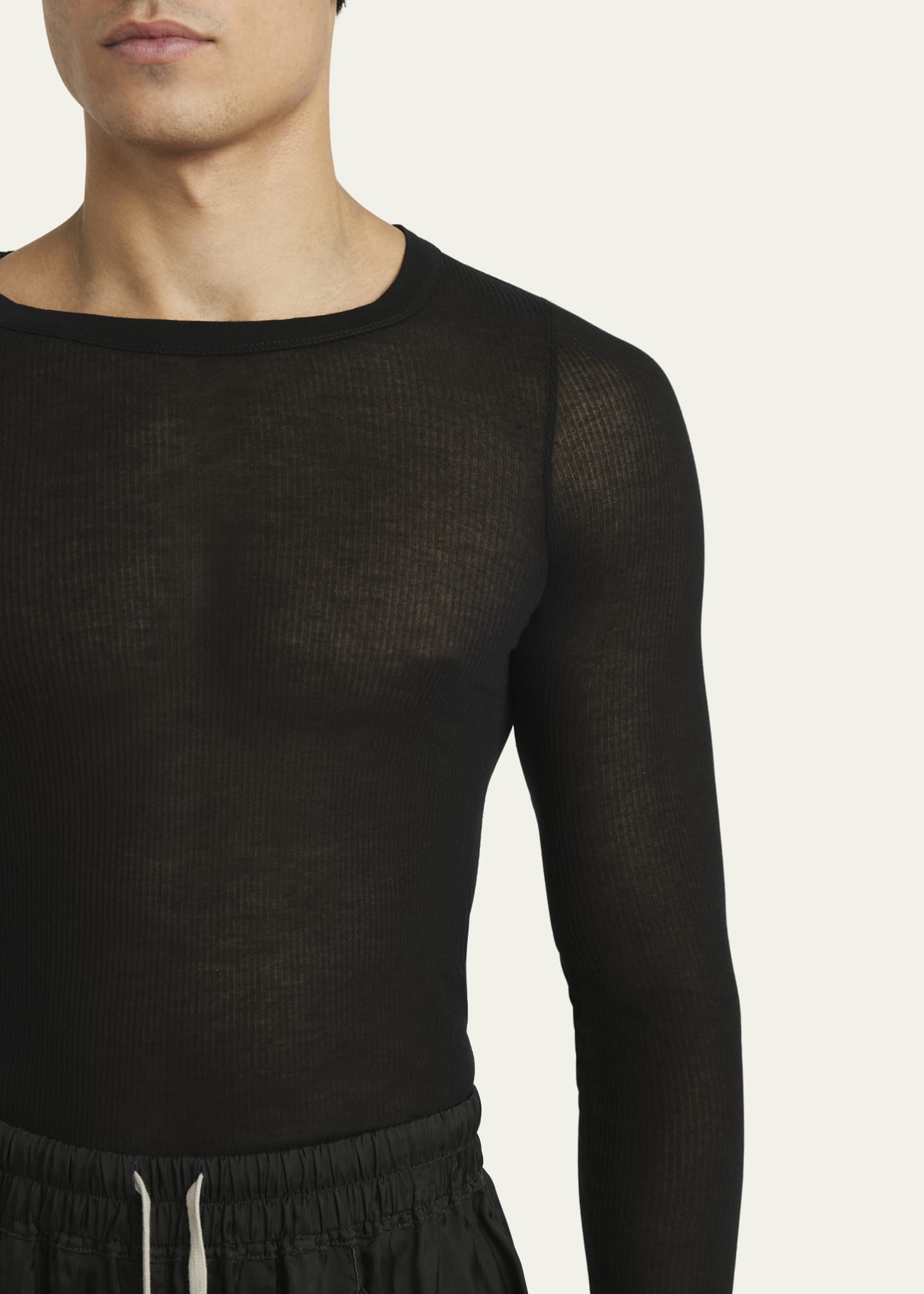 Rick Owens Men's Semi-Sheer Ribbed T-Shirt - Bergdorf Goodman
