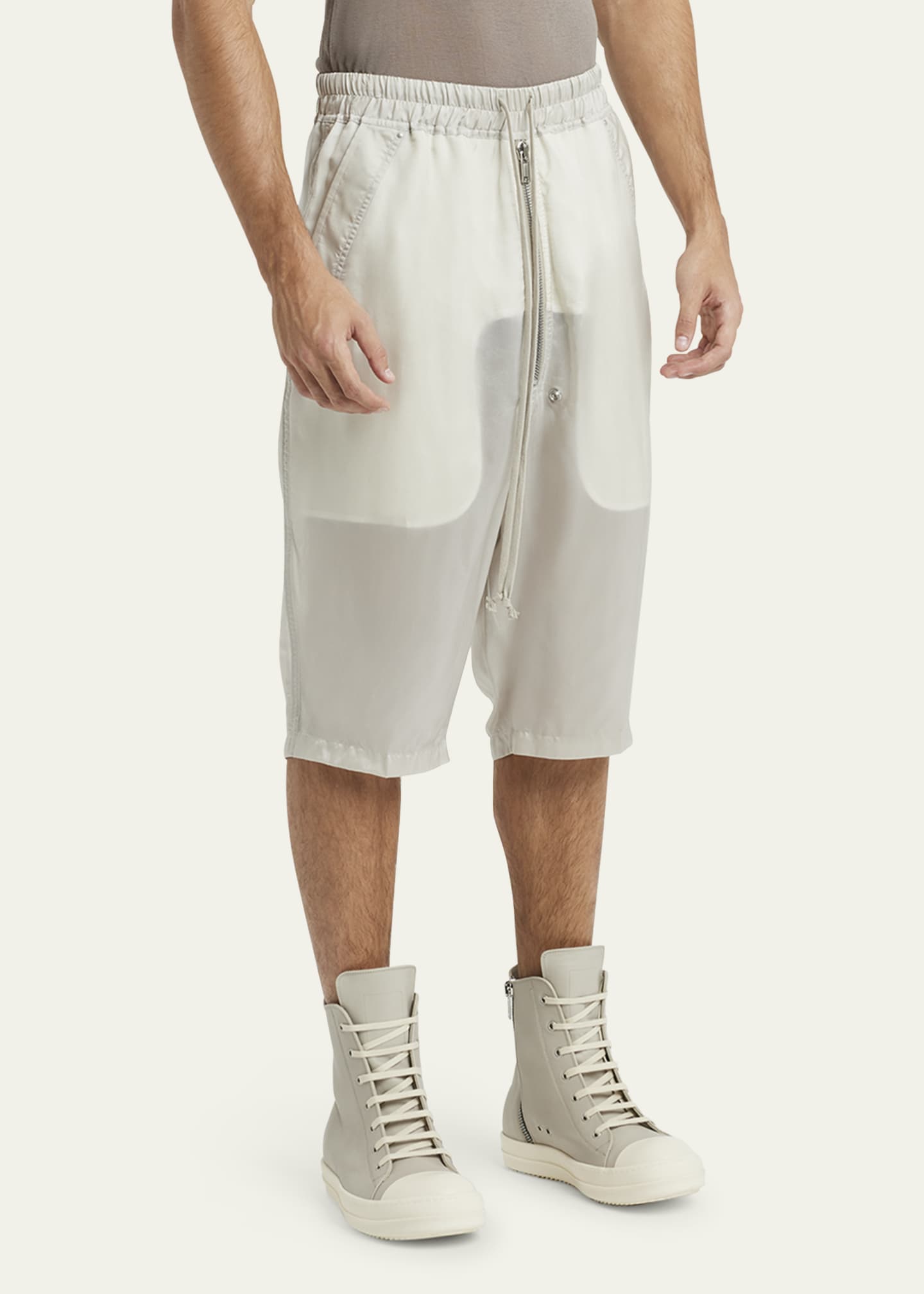 Rick Owens Men's Cupro Sheer Bela Pod Shorts