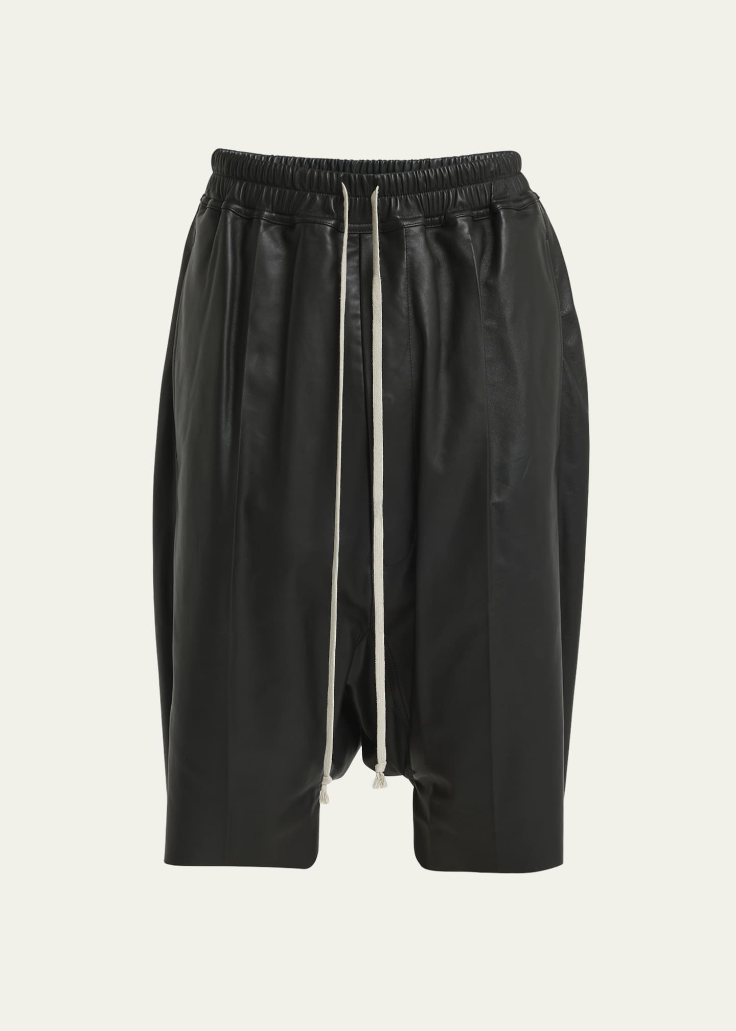 Rick Owens Men's Peached Leather Drawstring Pod Shorts - Bergdorf Goodman