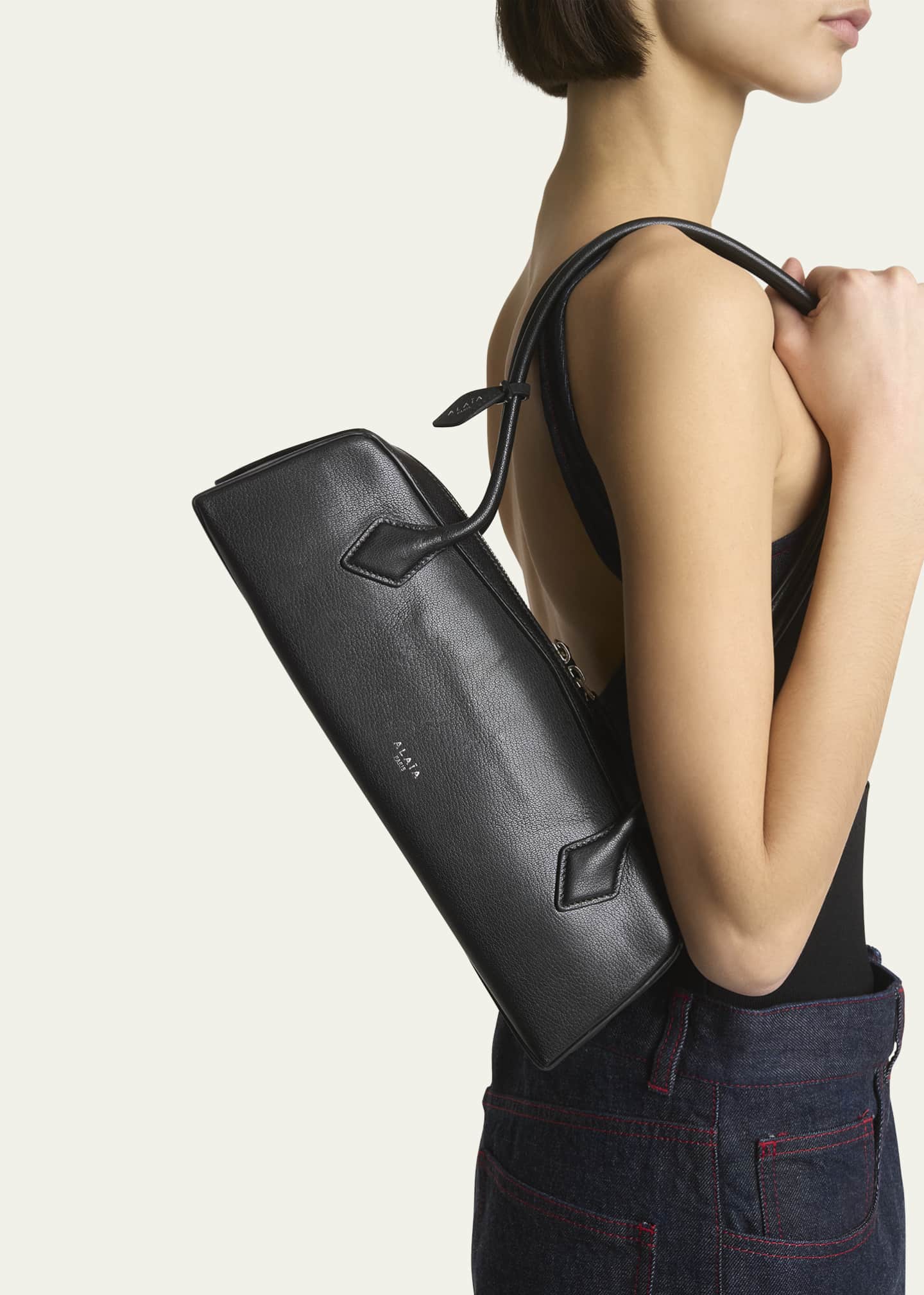 ALAIA Le Teckel Medium Shoulder Bag in Goatskin