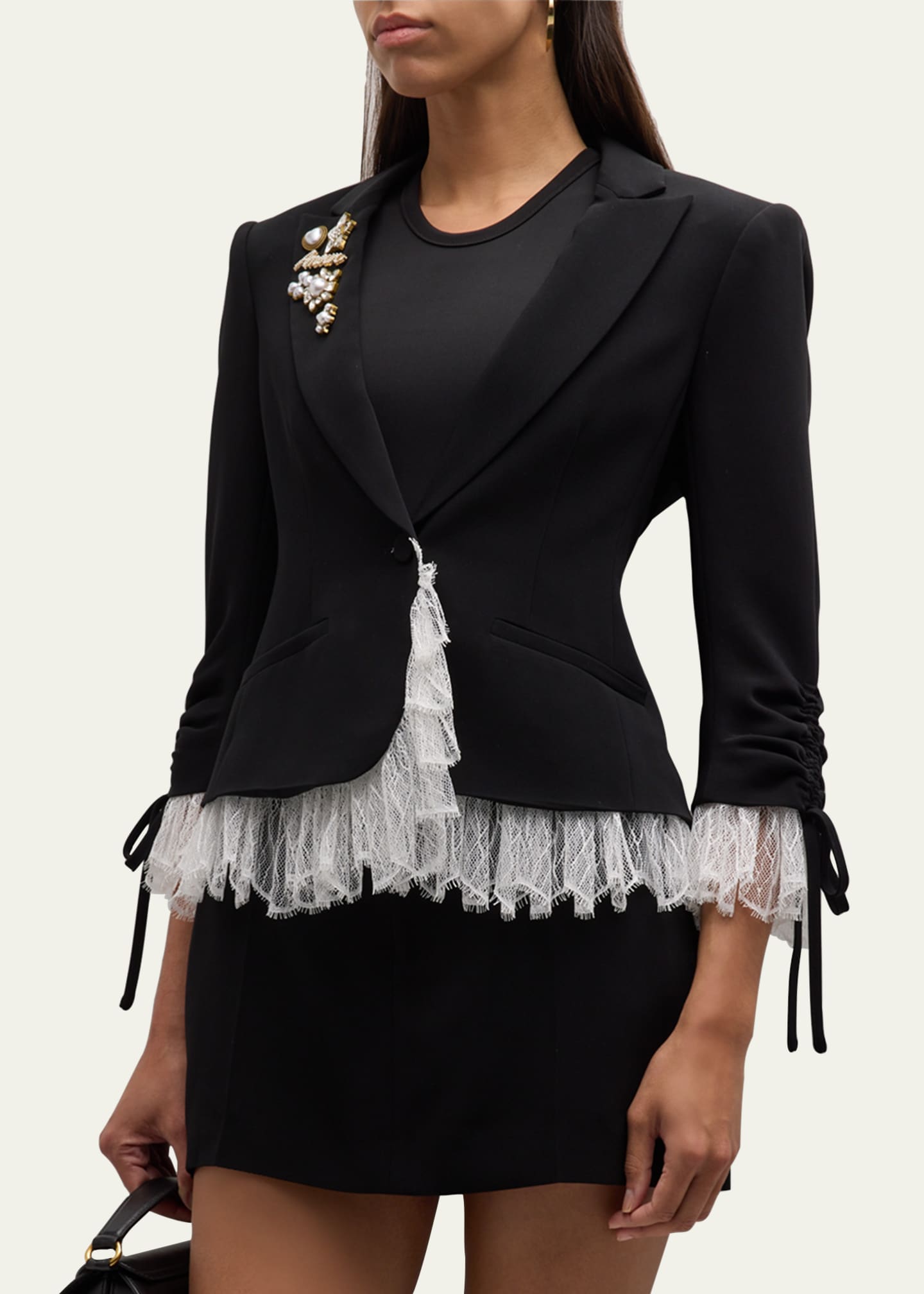 Cinq a Sept Le Petit Lace and Brooch Roxie Blazer Image 4 of 5