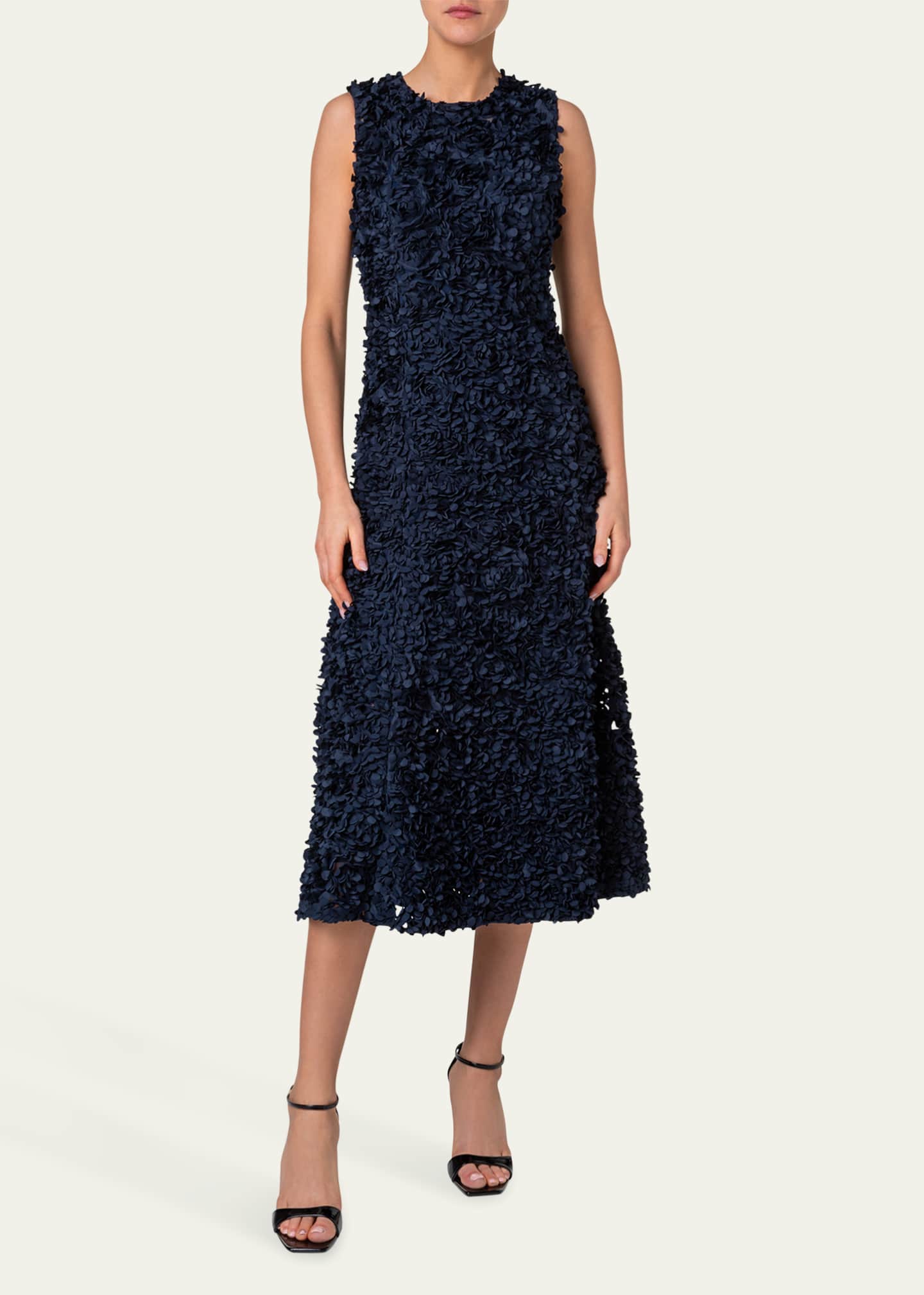 Akris punto Mix Media Midi Dress with 3D Lasercut Floral Detail Image 2 of 5