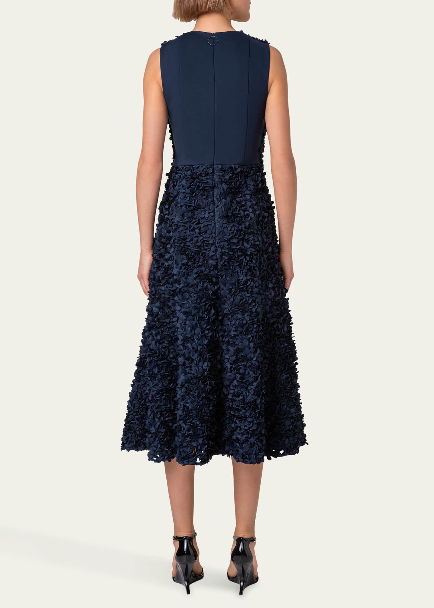 Akris punto Mix Media Midi Dress with 3D Lasercut Floral Detail Image 3 of 5