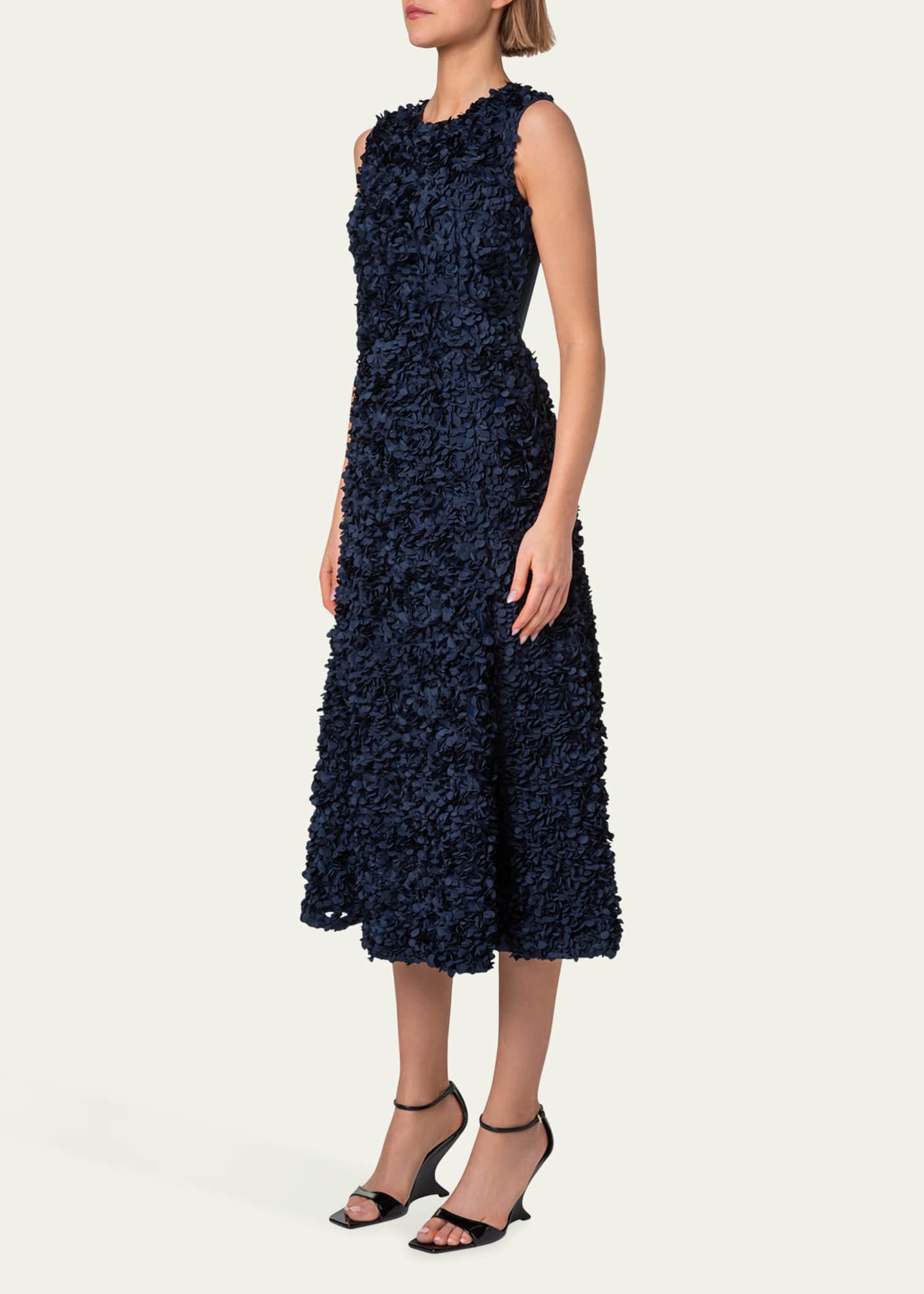 Akris punto Mix Media Midi Dress with 3D Lasercut Floral Detail Image 4 of 5
