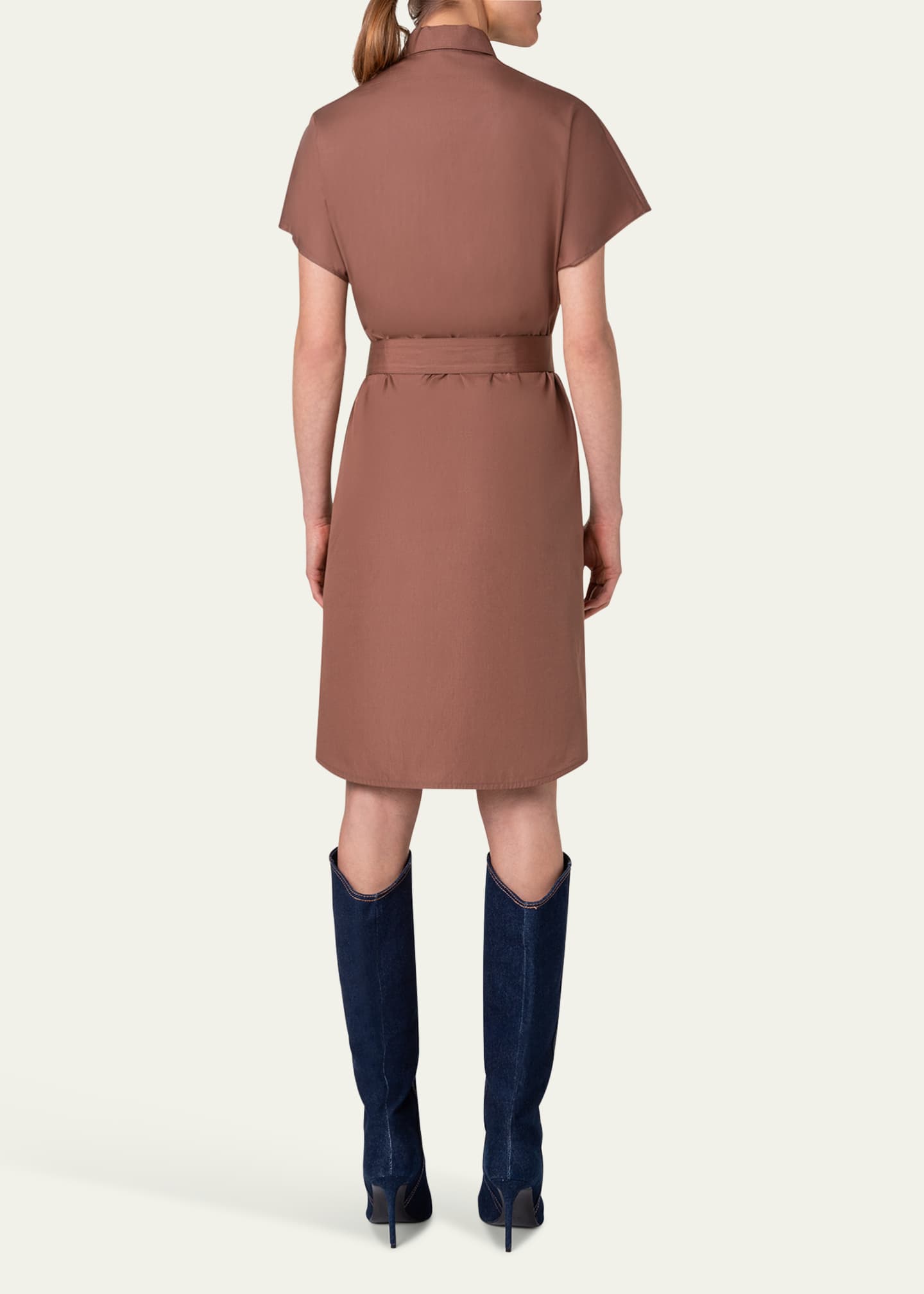 Cotton Poplin Shirtdress with Belted Waist