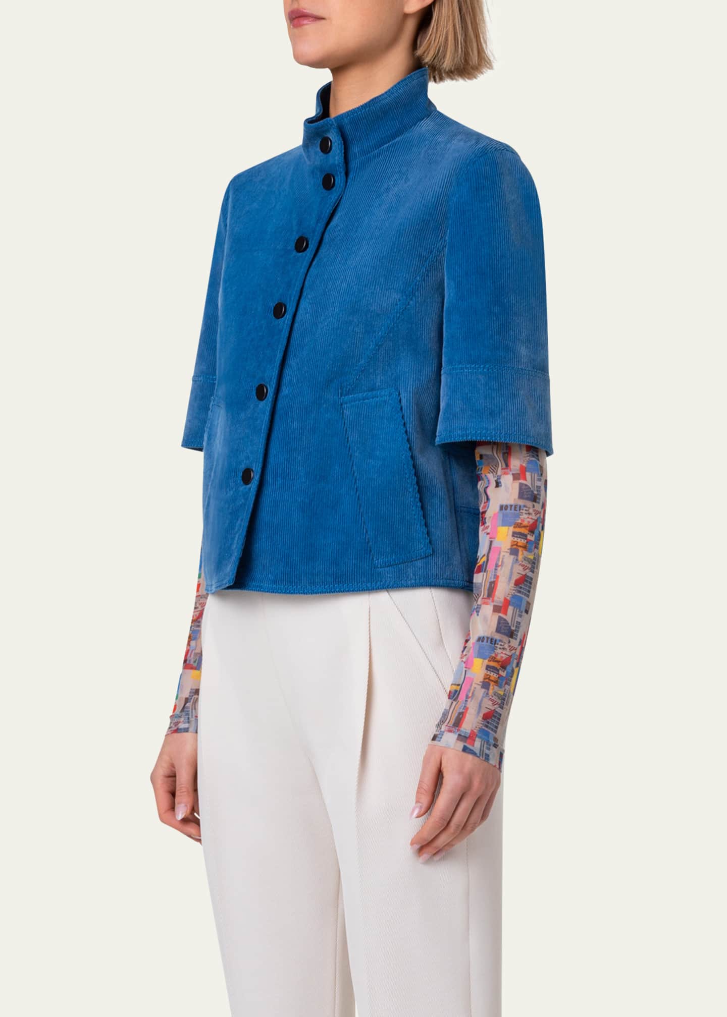 Akris Punto Corduroy Jersey Fitted Top main image 1