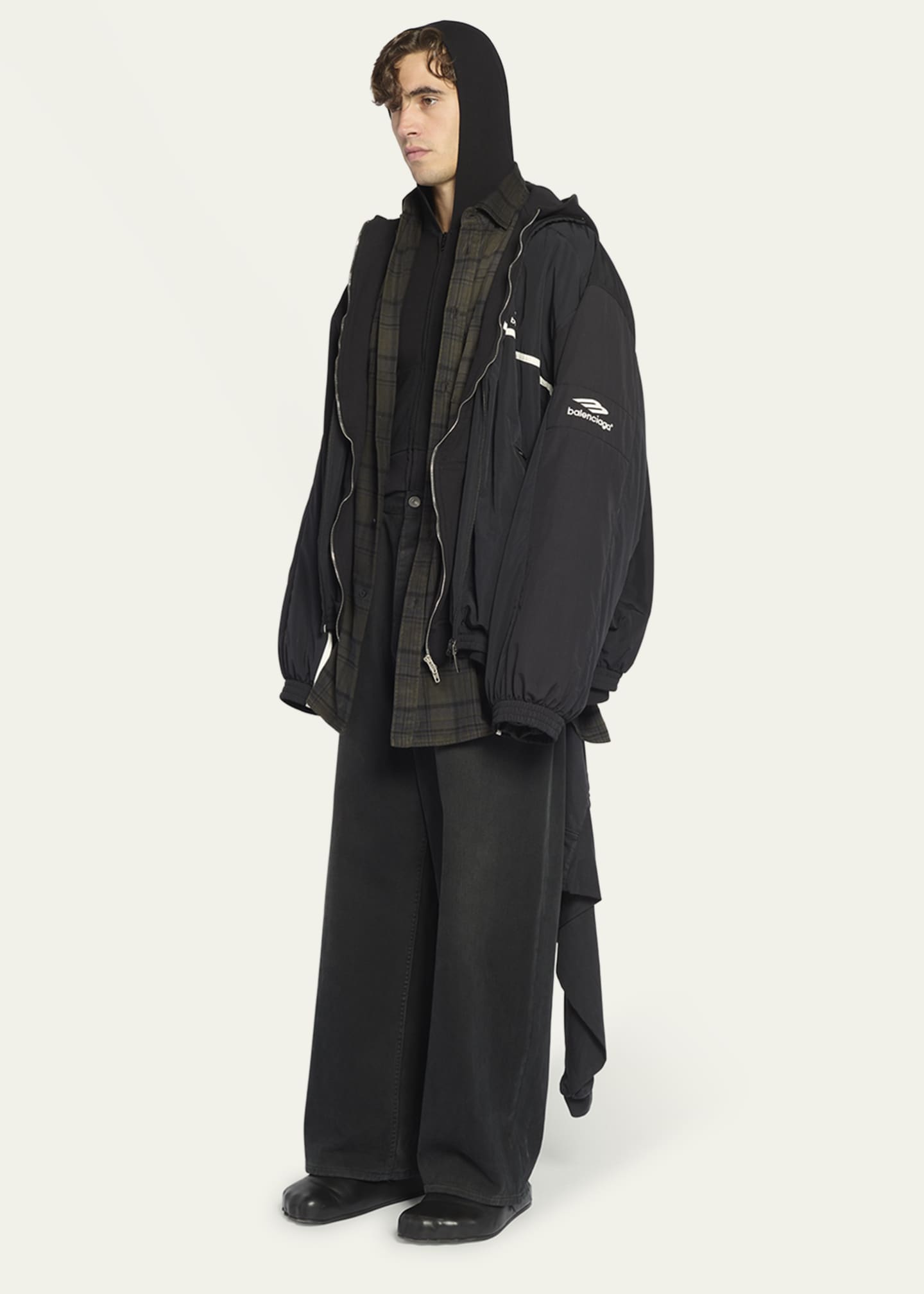 Balenciaga Men's 3B Sports Icon Layered Tracksuit Jacket