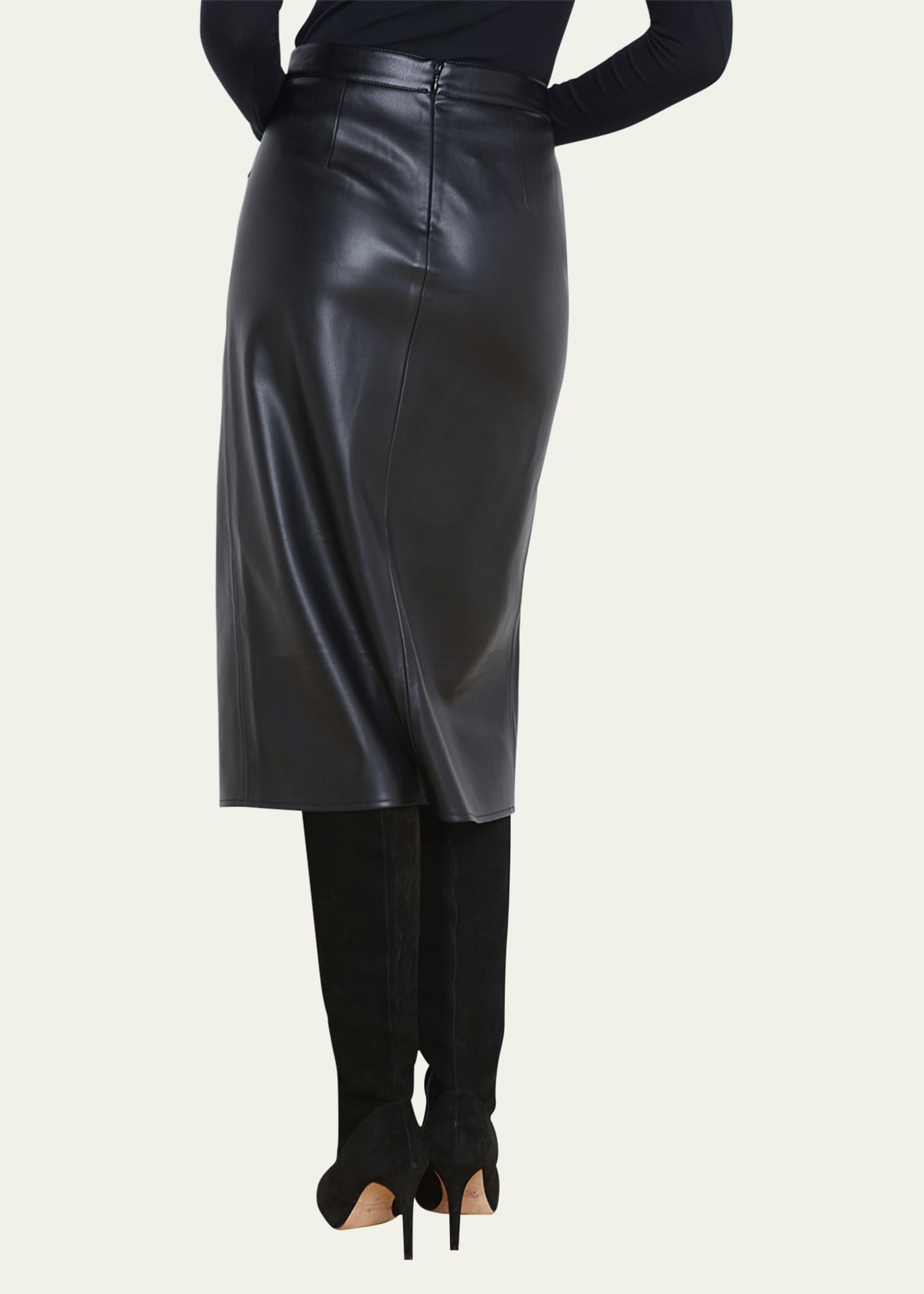 【in a row】Millano leather skirt L'AGENCE - Milann Vegan Leather Skirt in Midnight