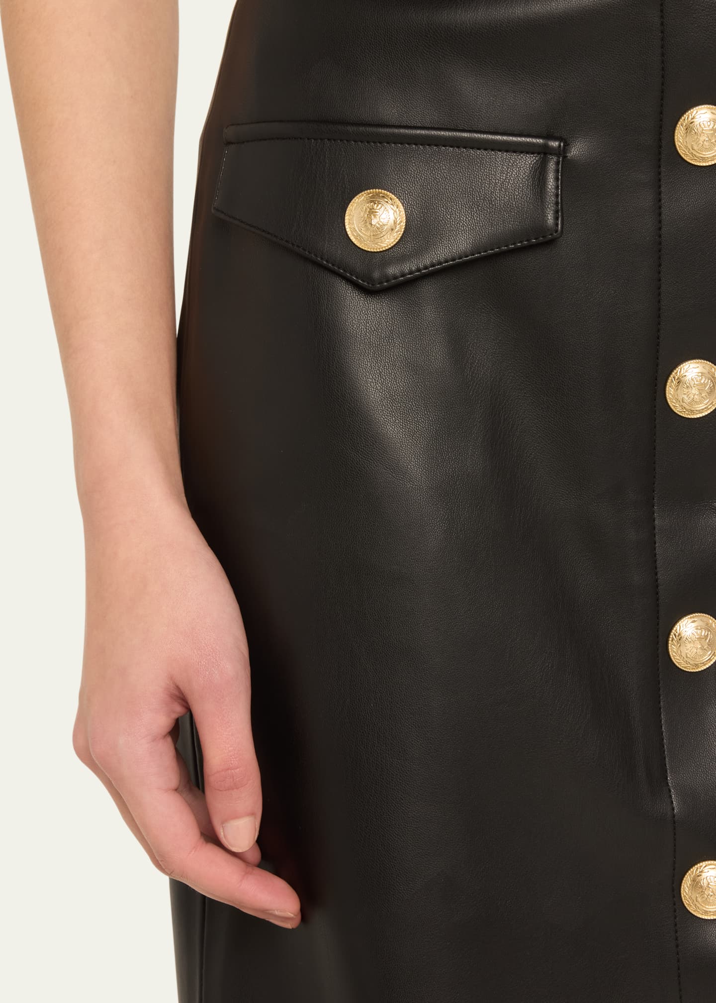 Faux Leather Midi Skirt - L / Black