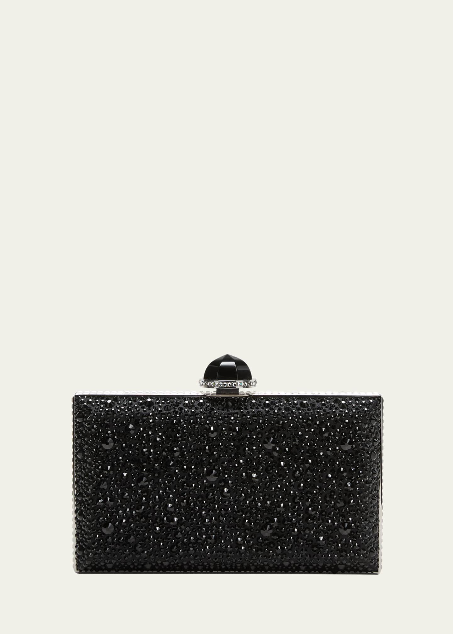 Judith Leiber Skylar Crystal Clutch Bag Silver Jet