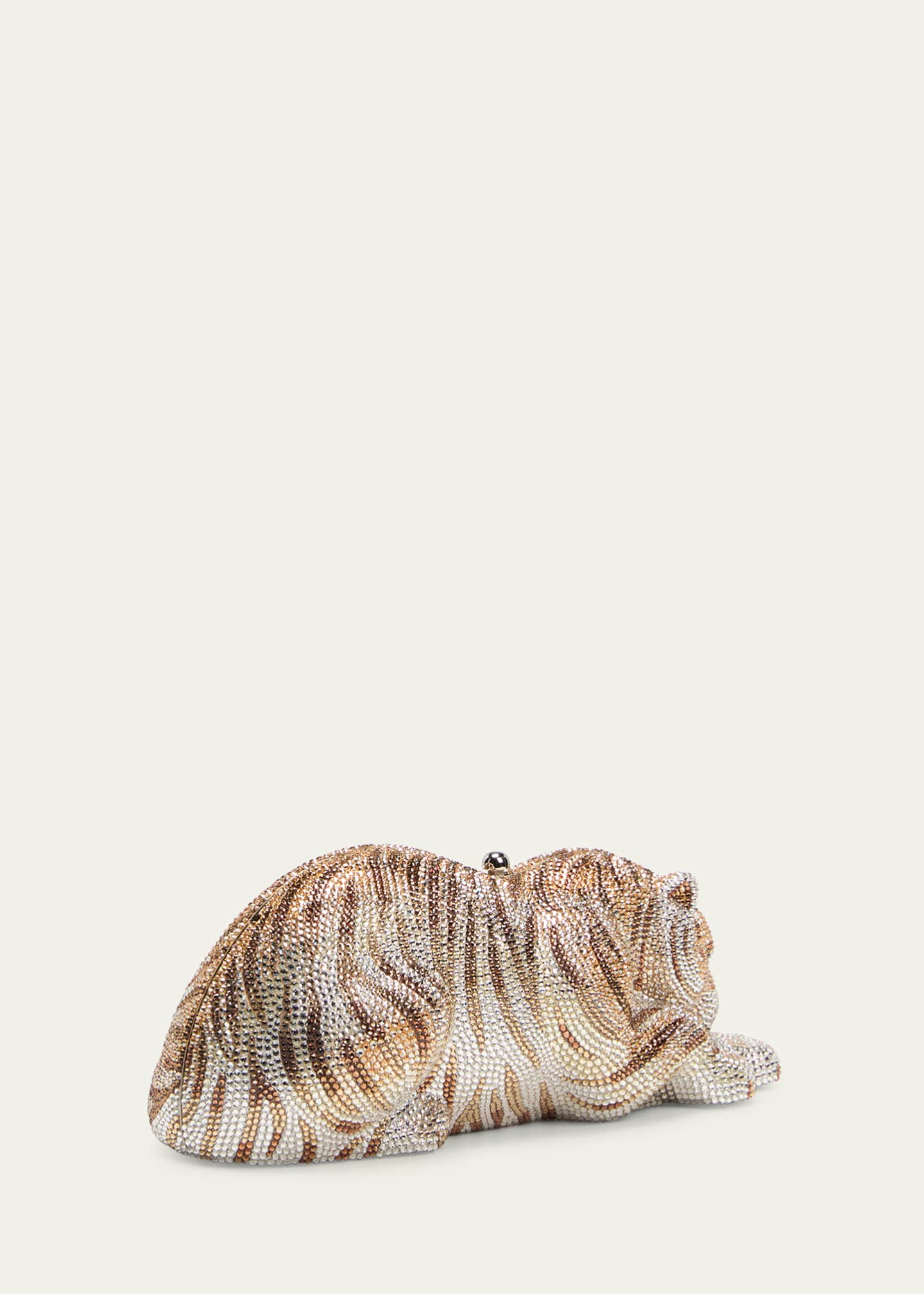 Judith Leiber Couture Wildcat Golden Cub Crystal Clutch Bag