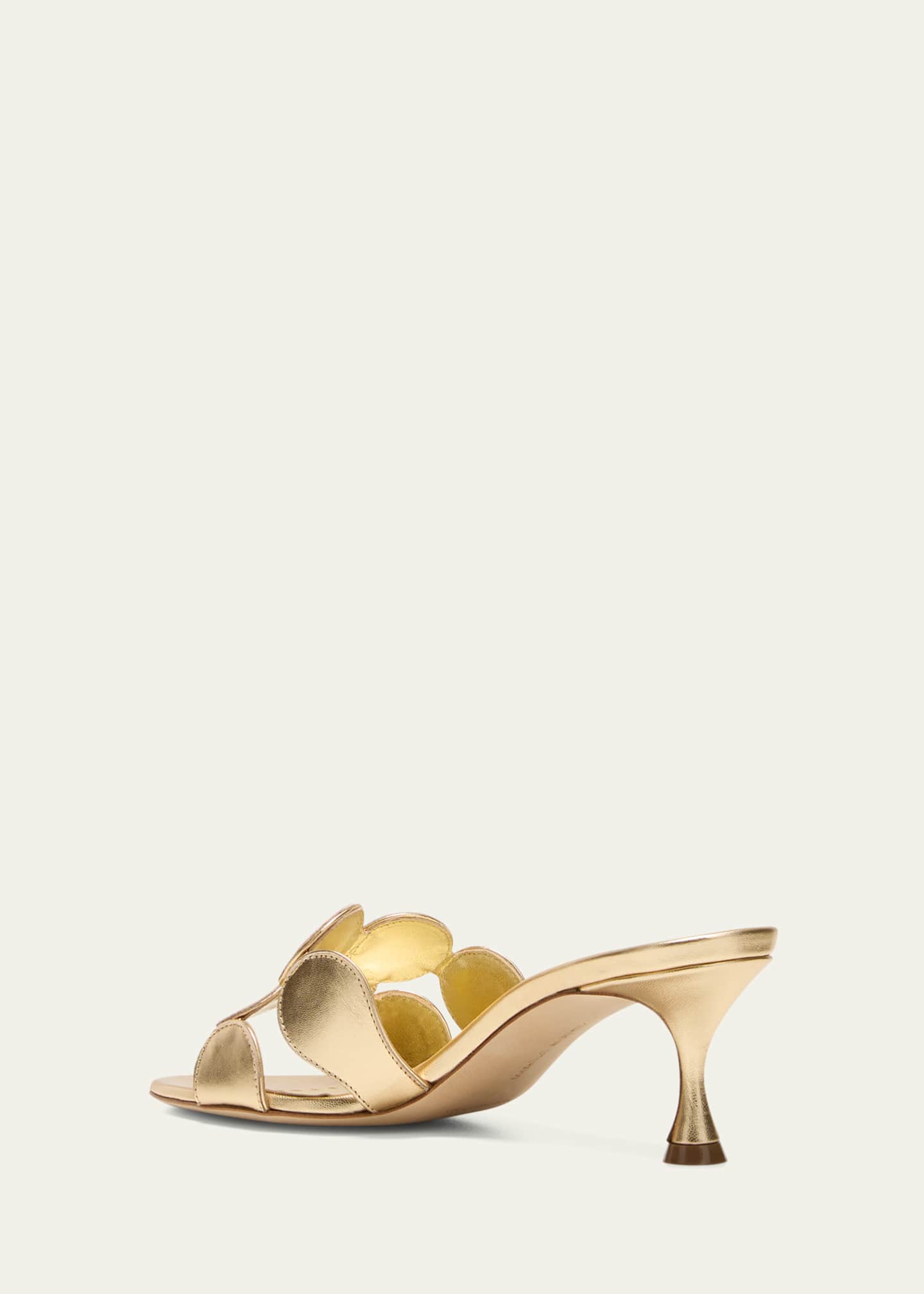 Manolo Blahnik Haribalmu Metallic Stiletto Slide Sandals Image 4 of 5