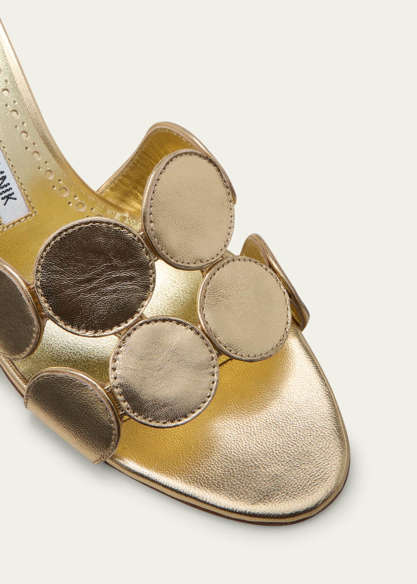 Manolo Blahnik Haribalmu Metallic Stiletto Slide Sandals Image 5 of 5
