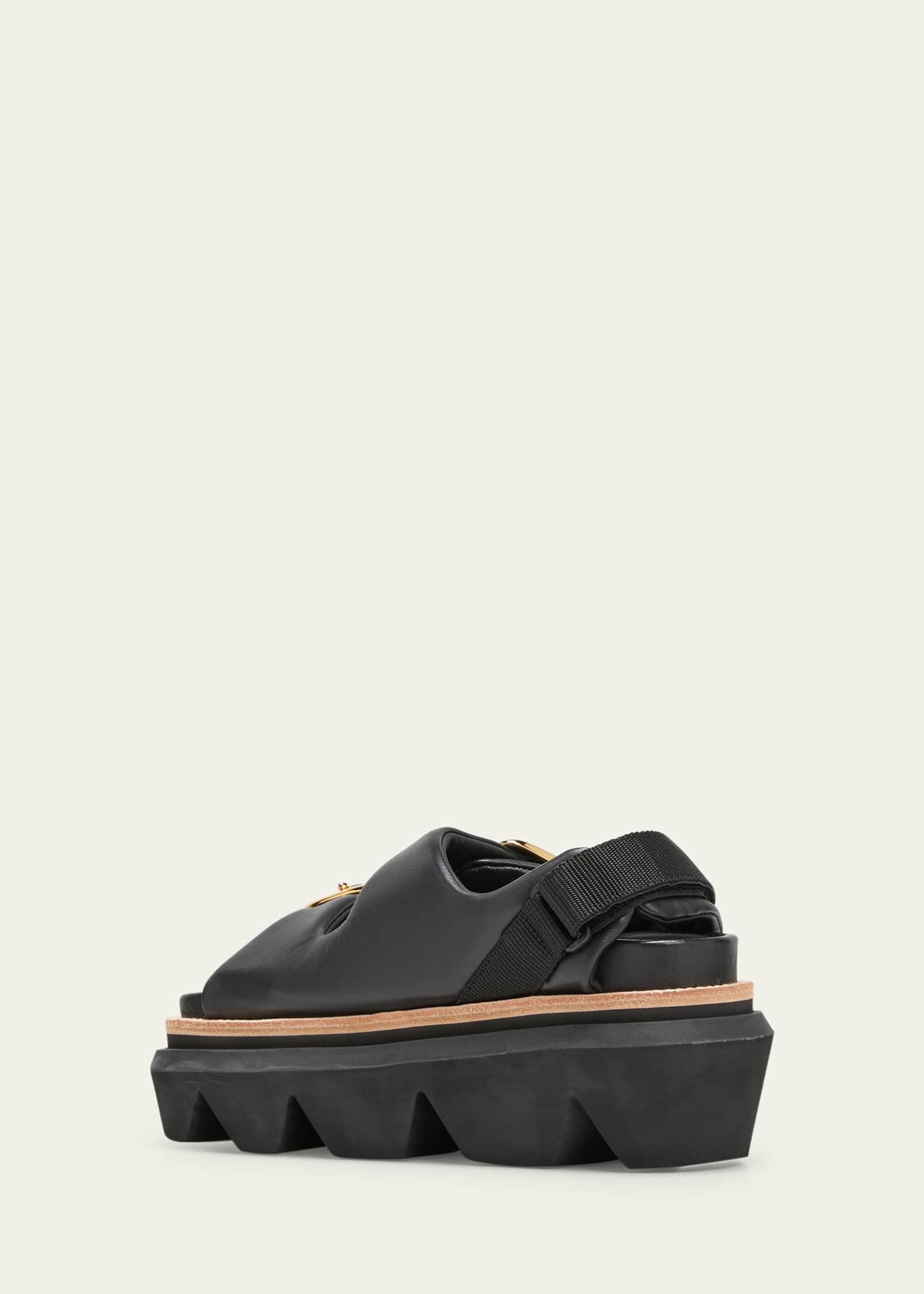 SACAI Leather Dual-Buckle Platform Sandals