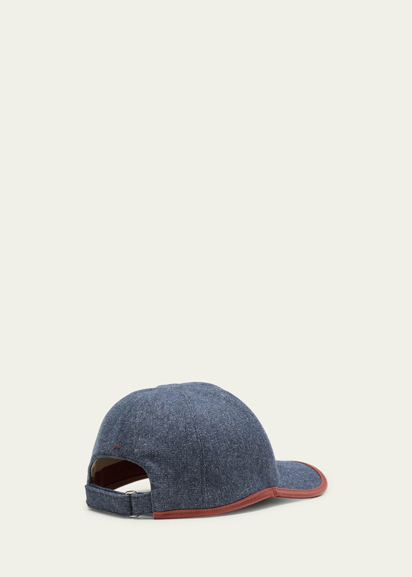Loro Piana Men's Denim and Leather My Baseball Hat Image 2 of 4