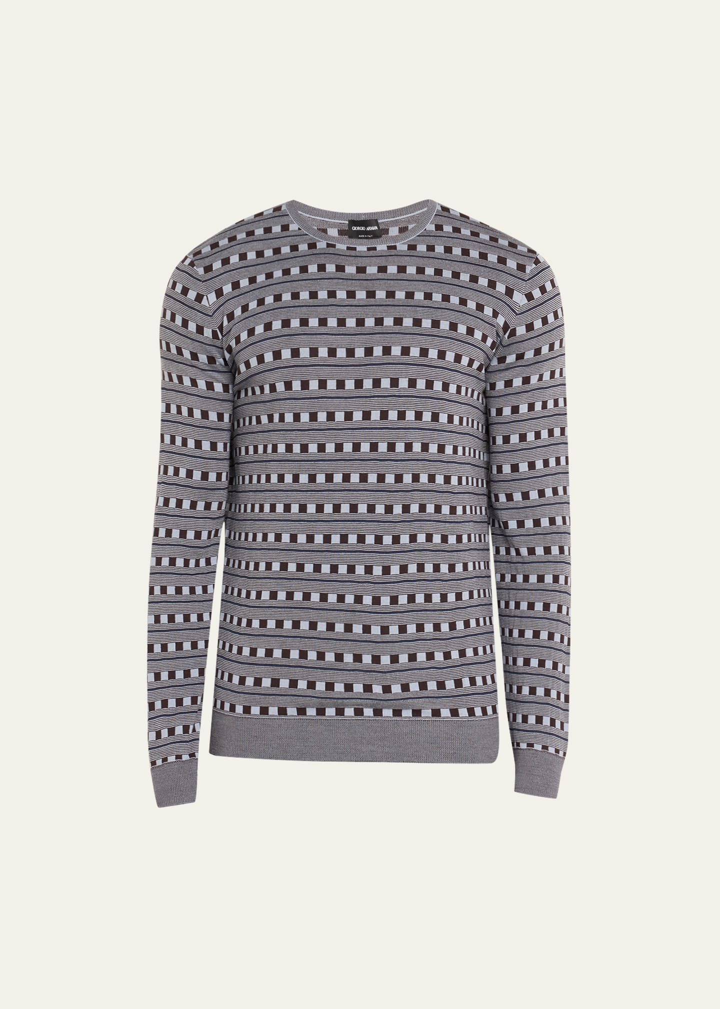 Giorgio Armani Men's Wool Geometric Crewneck Sweater Image 1 of 5