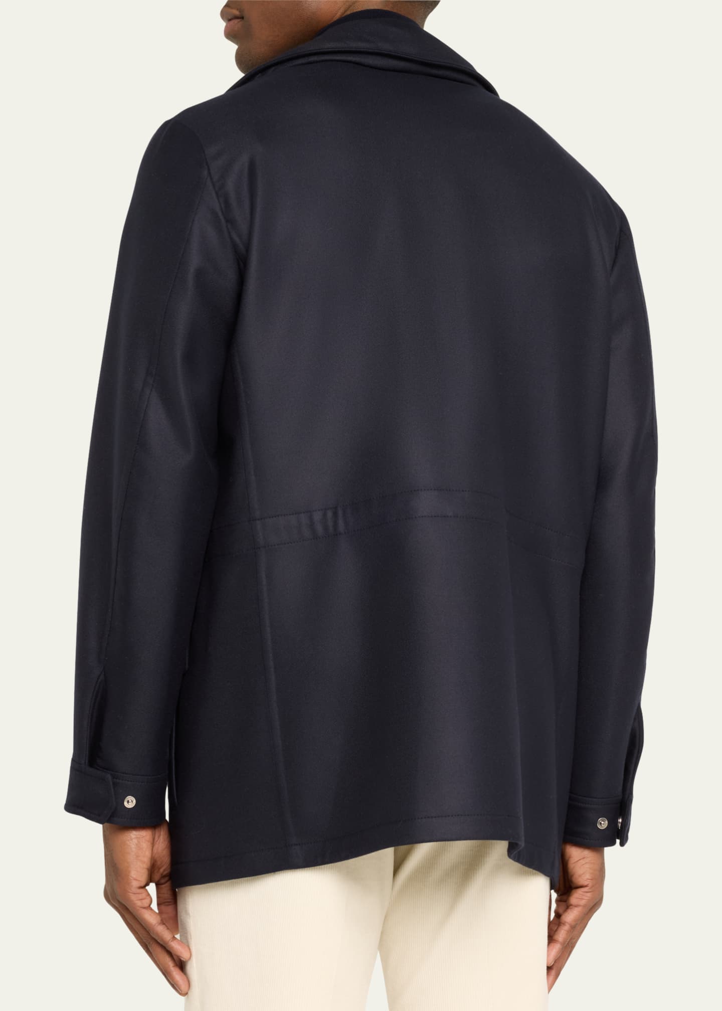 Loro Piana Men's Traveller Stand-Collar Wool Utility Coat Image 3 of 4