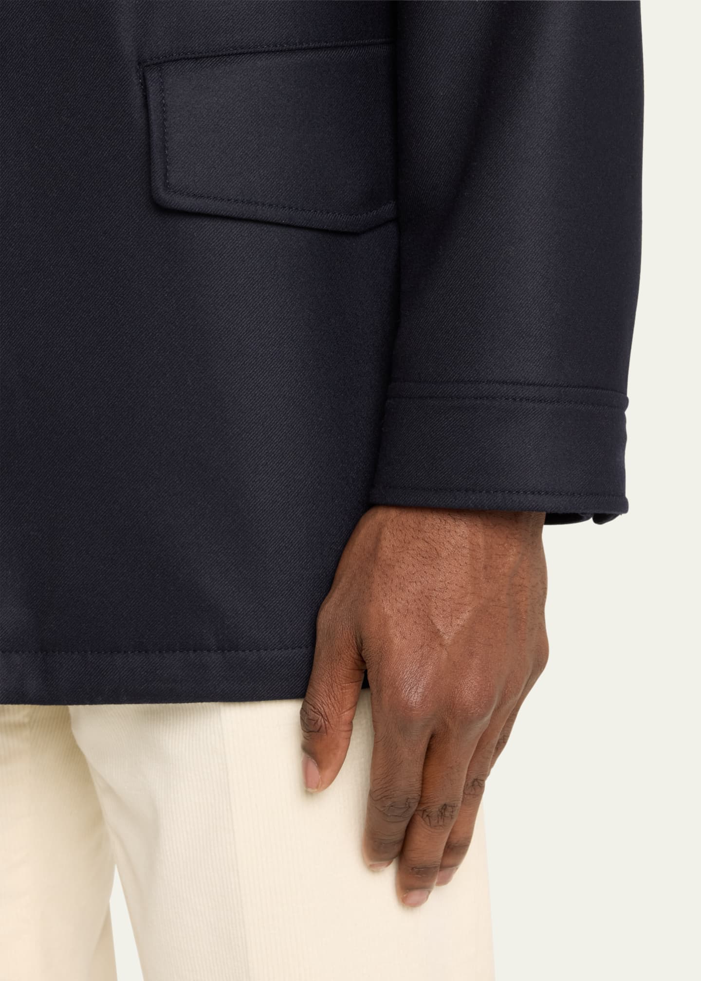 Loro Piana Men's Traveller Stand-Collar Wool Utility Coat Image 4 of 4