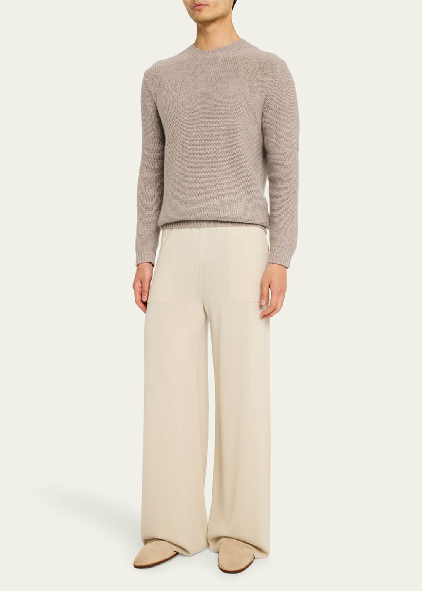 Le Kasha Men's Textured Cashmere Crewneck Sweater Image 2 of 5