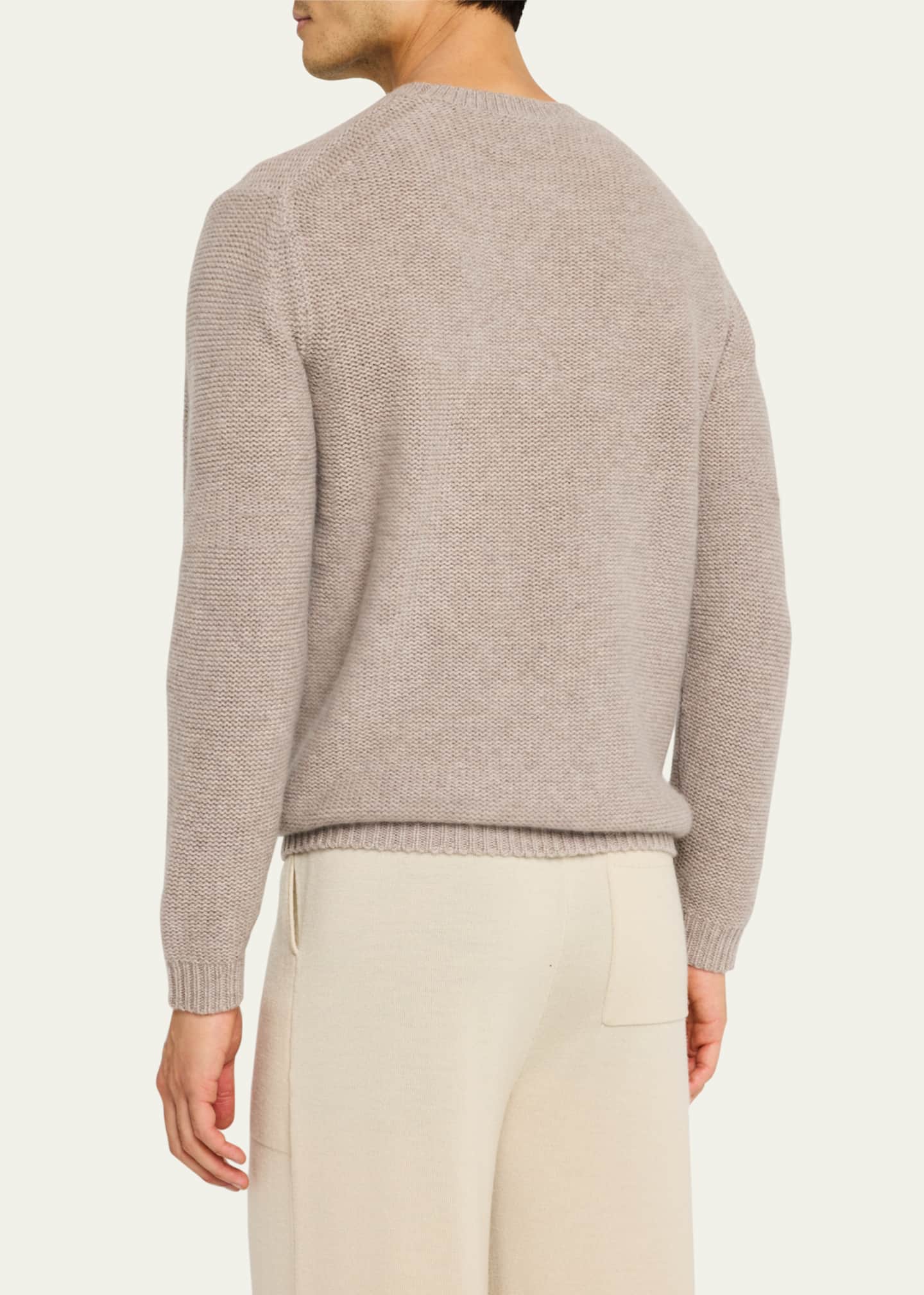 Le Kasha Men's Textured Cashmere Crewneck Sweater Image 3 of 5