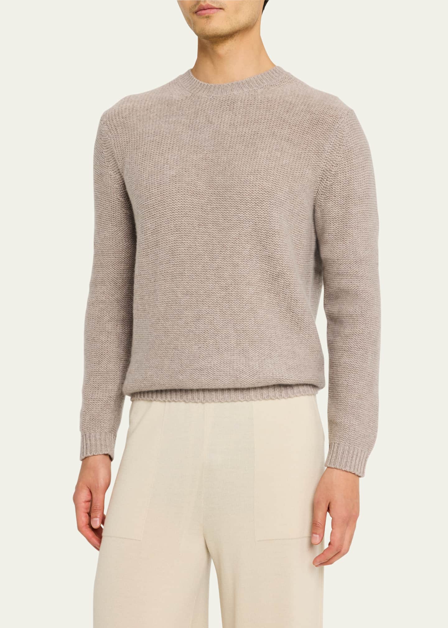Le Kasha Men's Textured Cashmere Crewneck Sweater Image 4 of 5