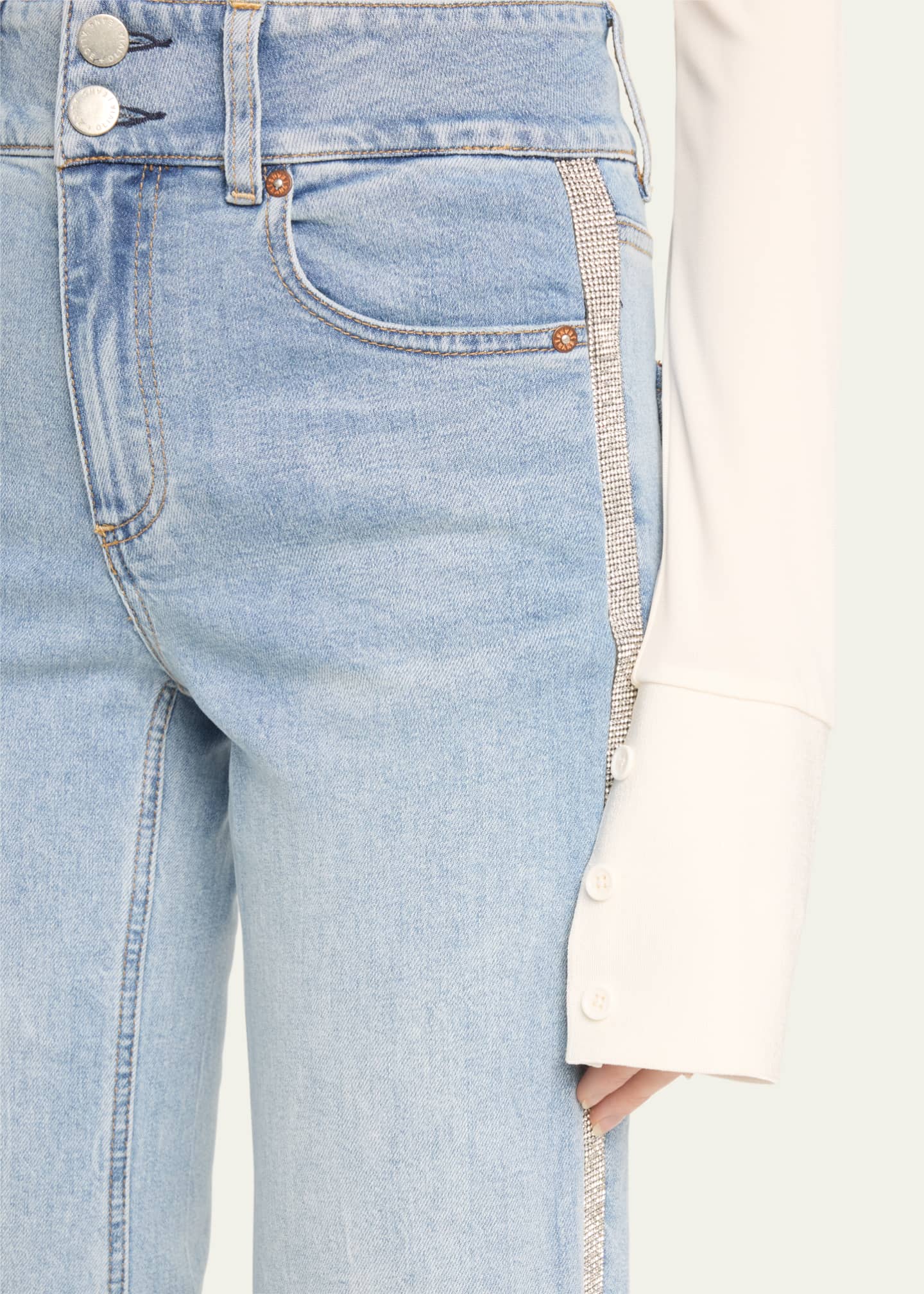 Alice + Olivia Missa High-Rise Wide-Leg Crystal Side Jeans - Bergdorf ...