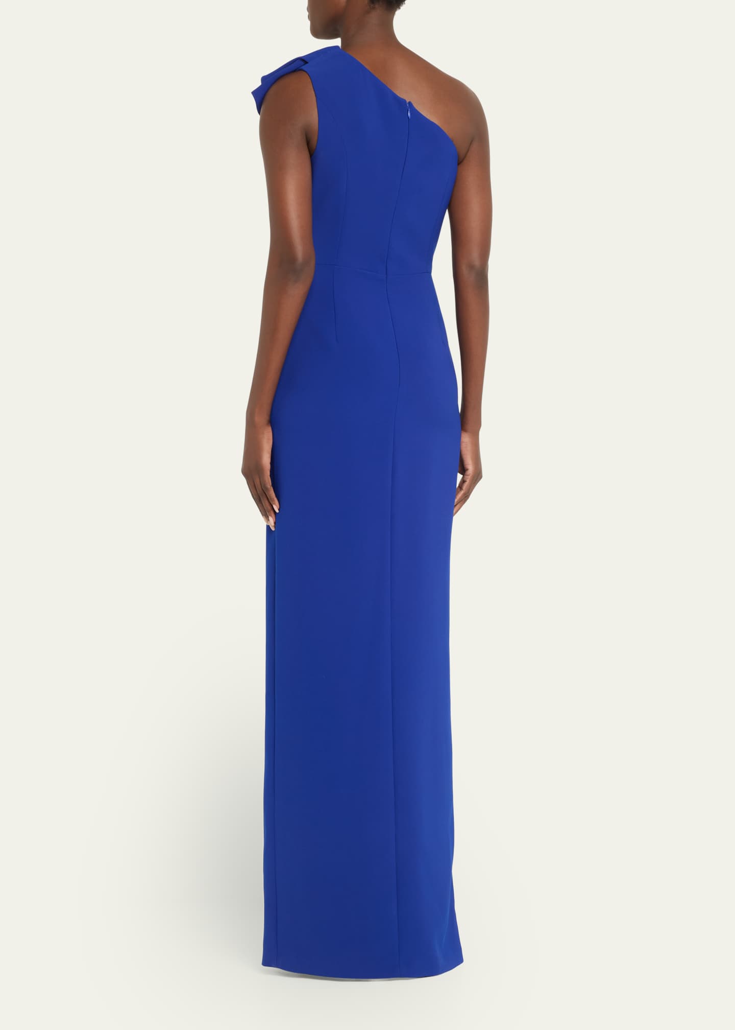 Rickie Freeman for Teri Jon Ruffle One-Shoulder Crepe Column Gown Image 3 of 5