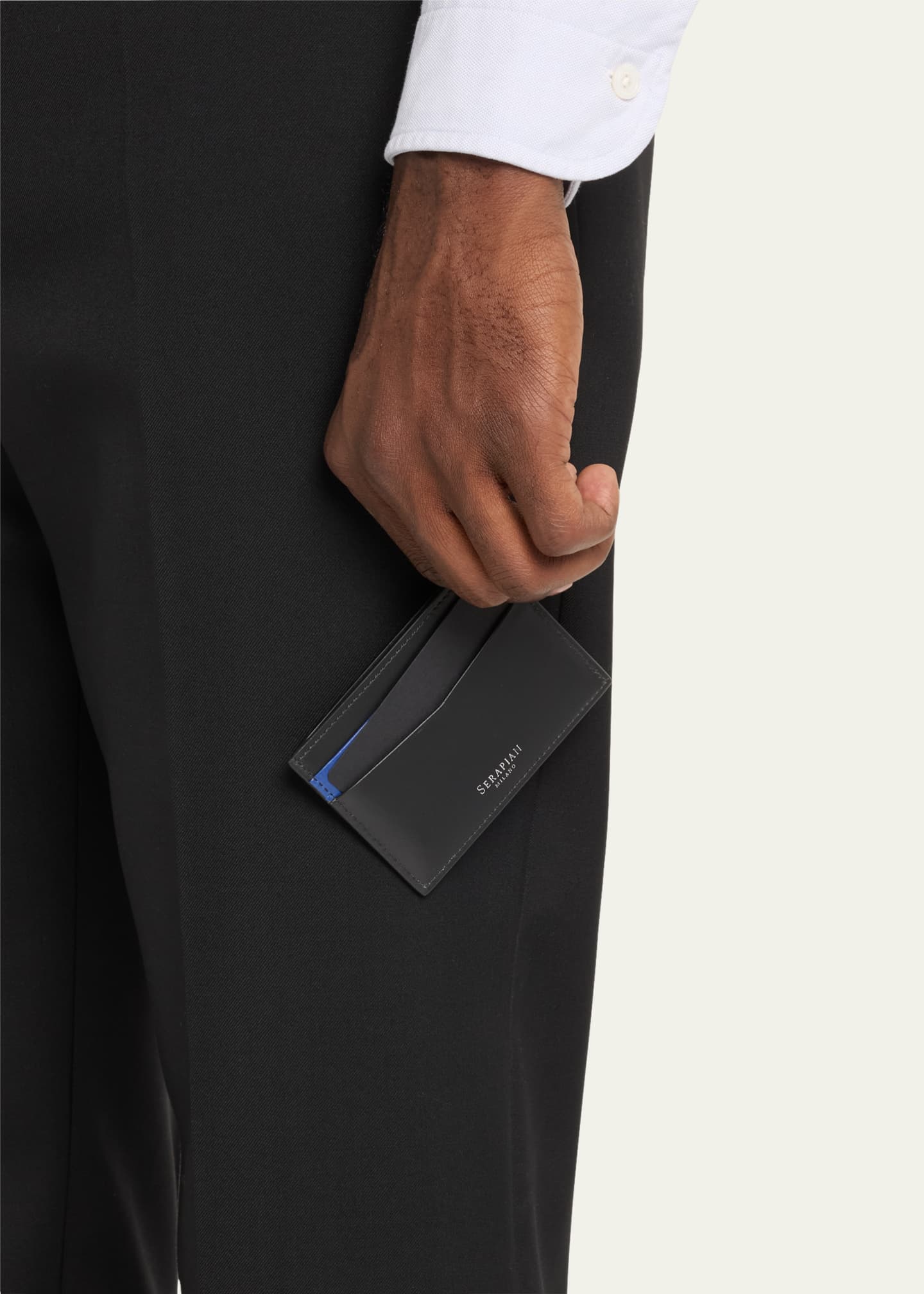 Serapian Men's Mosaico Leather Card Case Image 2 of 4