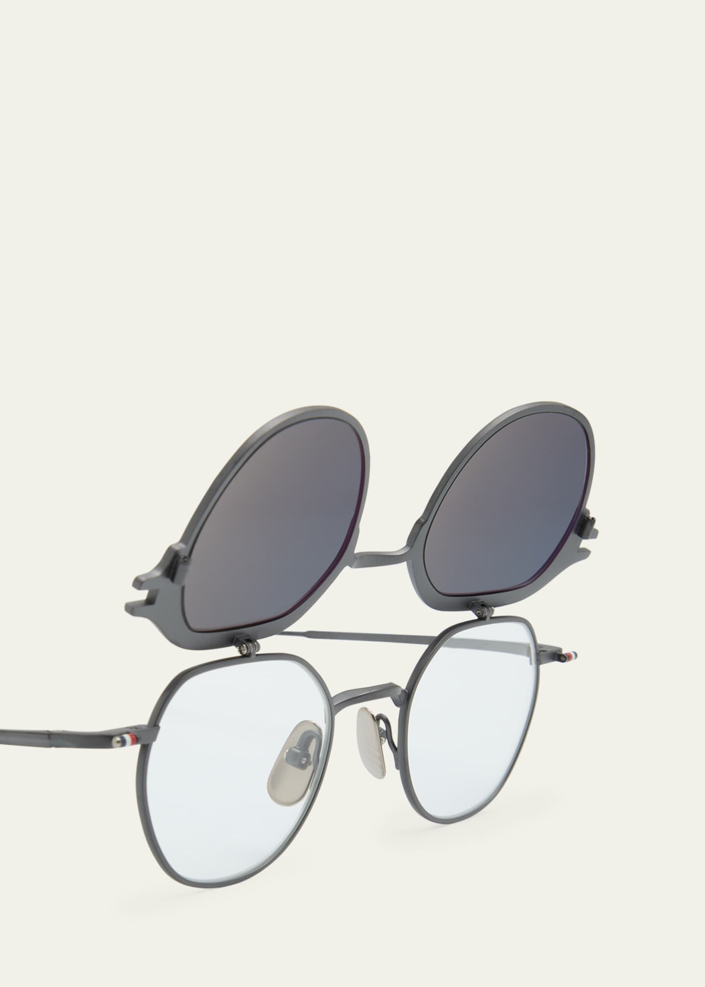 Thom Browne Men's Titanium Round Clip-On Sunglasses - Bergdorf Goodman
