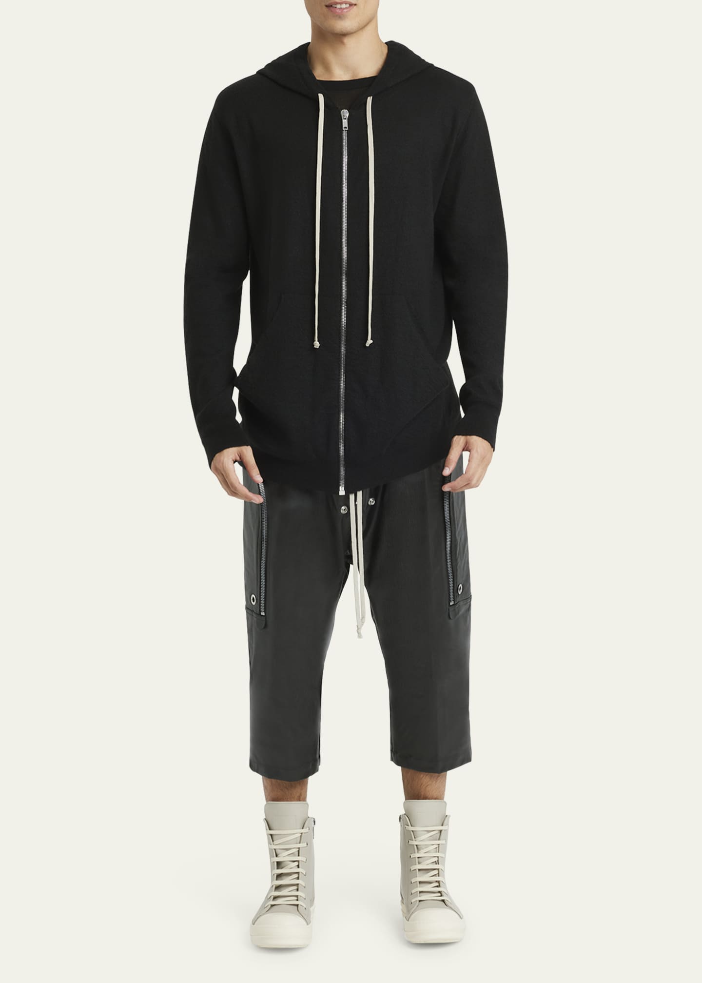 Rick Owens Men s Boiled Cashmere Zip Hoodie Bergdorf Goodman