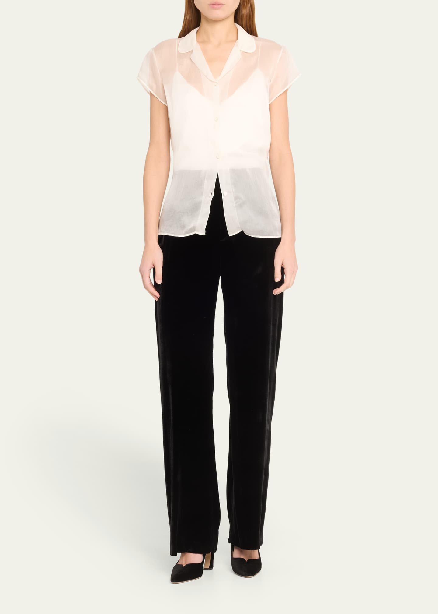 Sheer short sleeve sales blouse