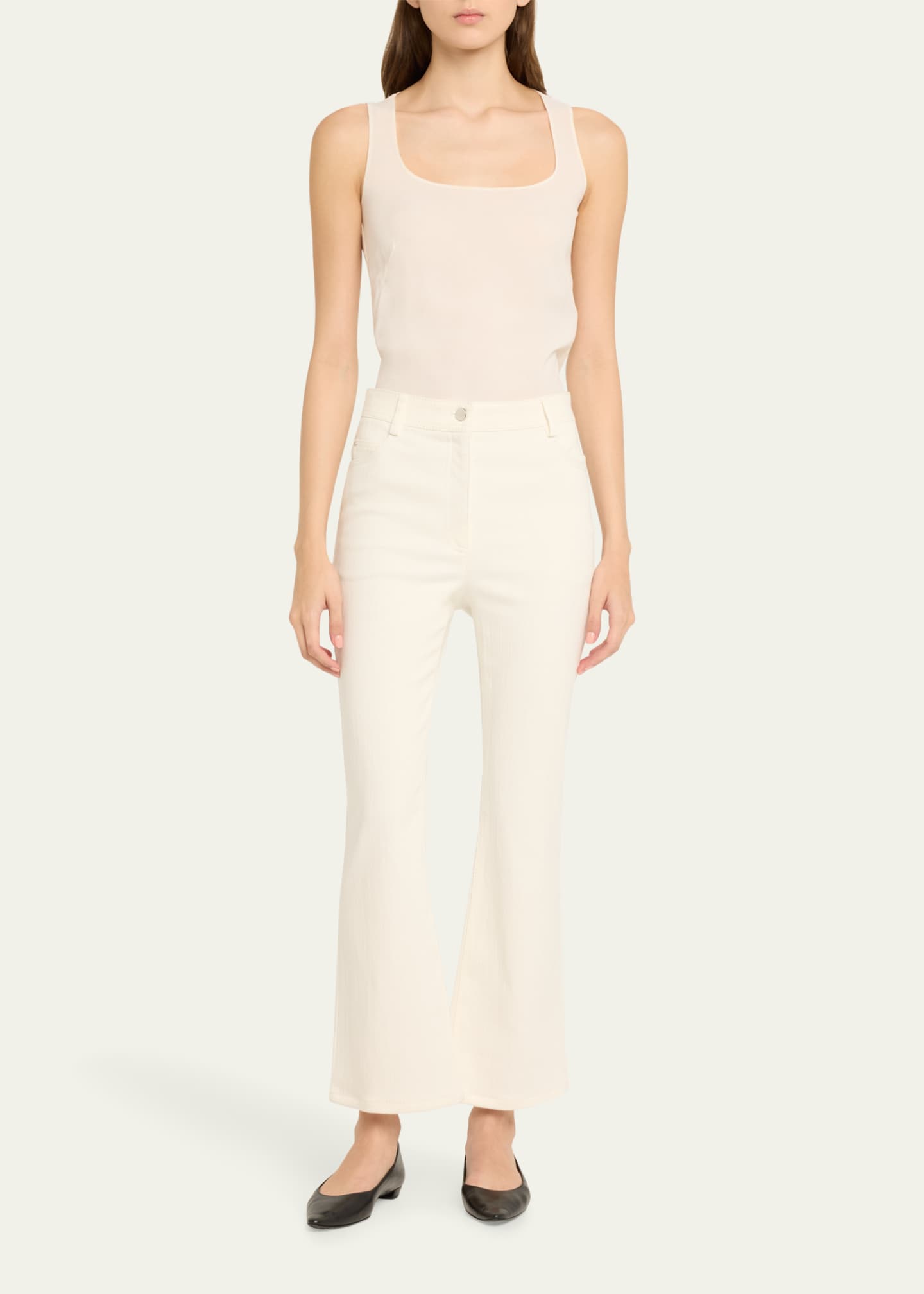 Akris punto Cali Flared Stretch Denim Crop Pants Image 2 of 5