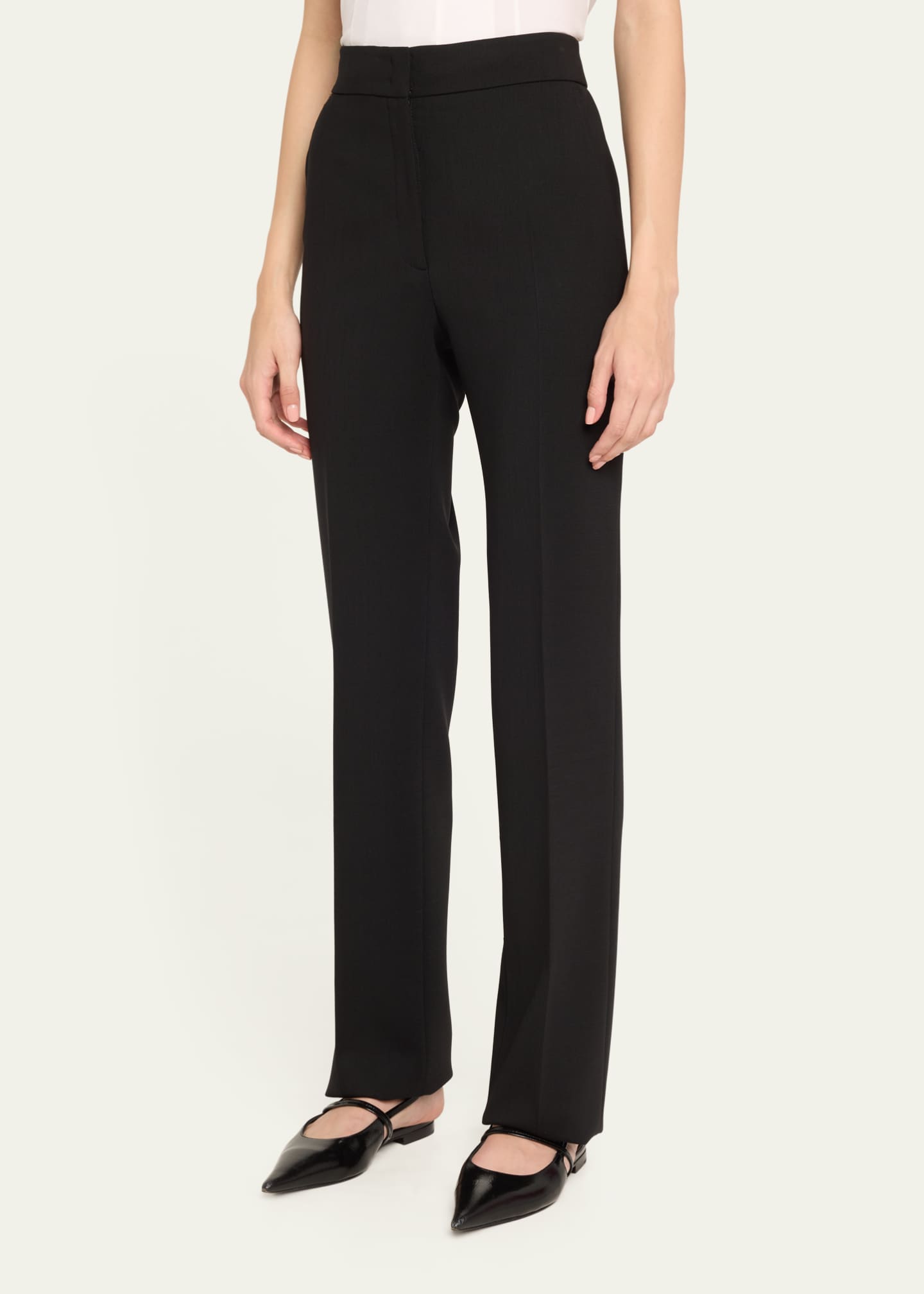 Akris punto Chio Stretch Wool Crepe Straight Leg Pants Image 4 of 5