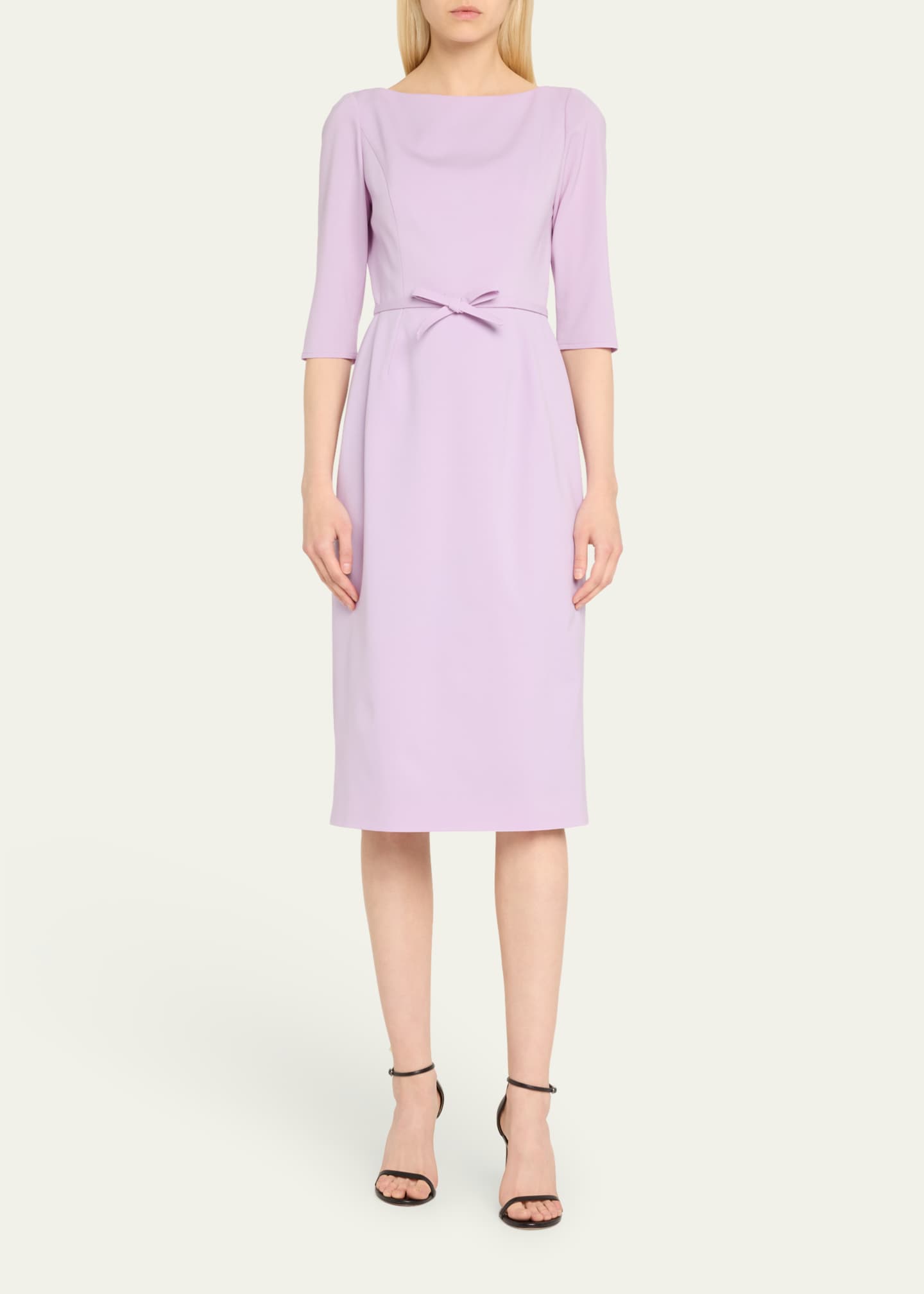 Carolina Herrera ElbowSleeve BoatNeck Midi Dress Bergdorf Goodman