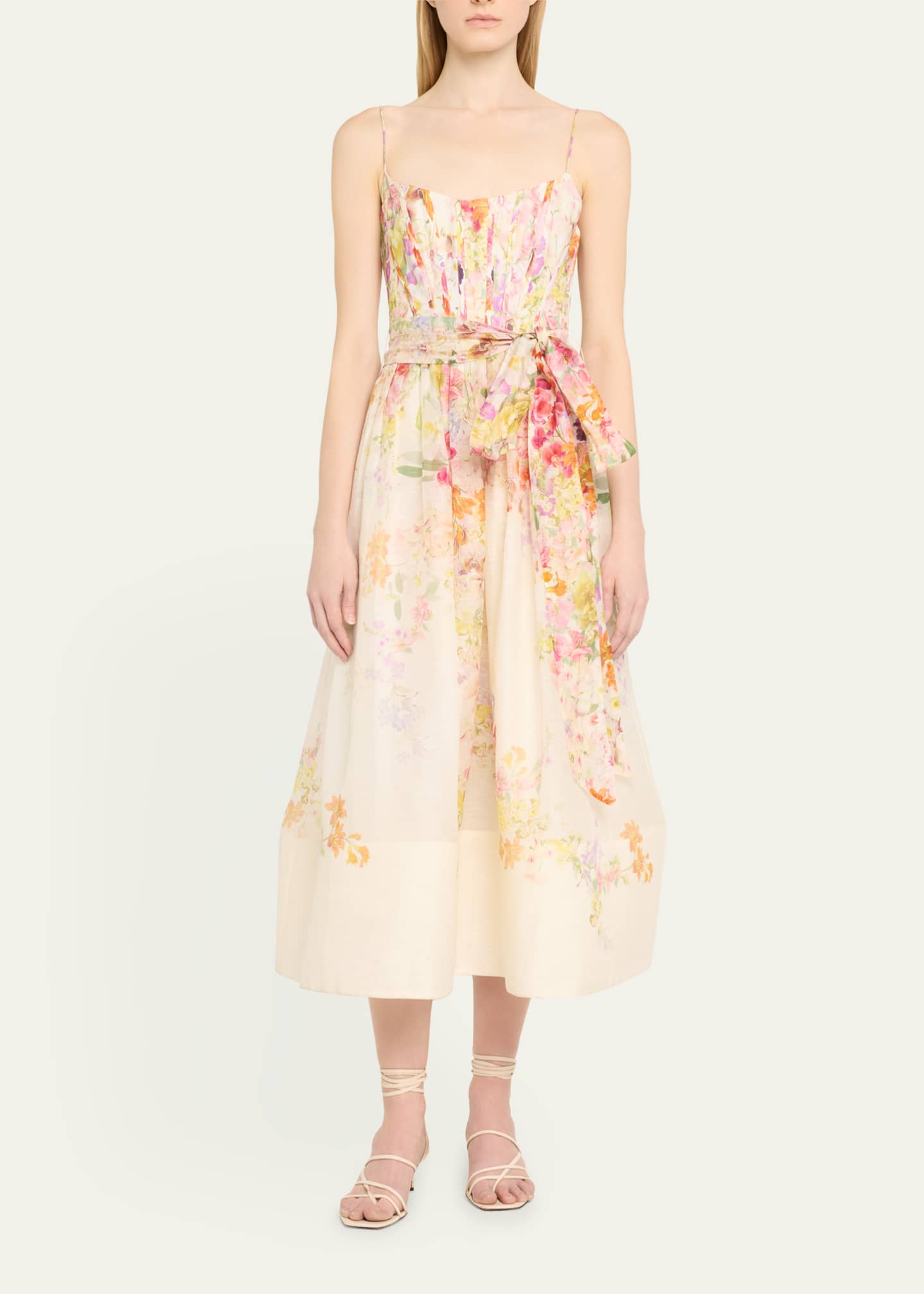 Zimmermann Natura Floral Corset Midi Dress Bergdorf Goodman