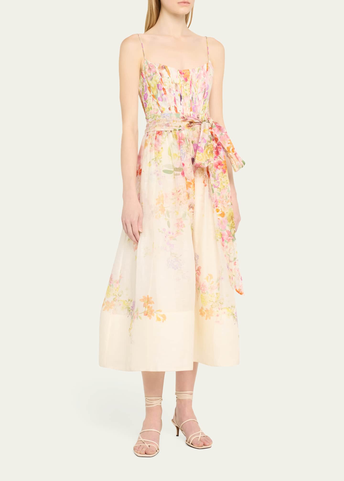 Zimmermann Natura Floral Corset Midi Dress Bergdorf Goodman