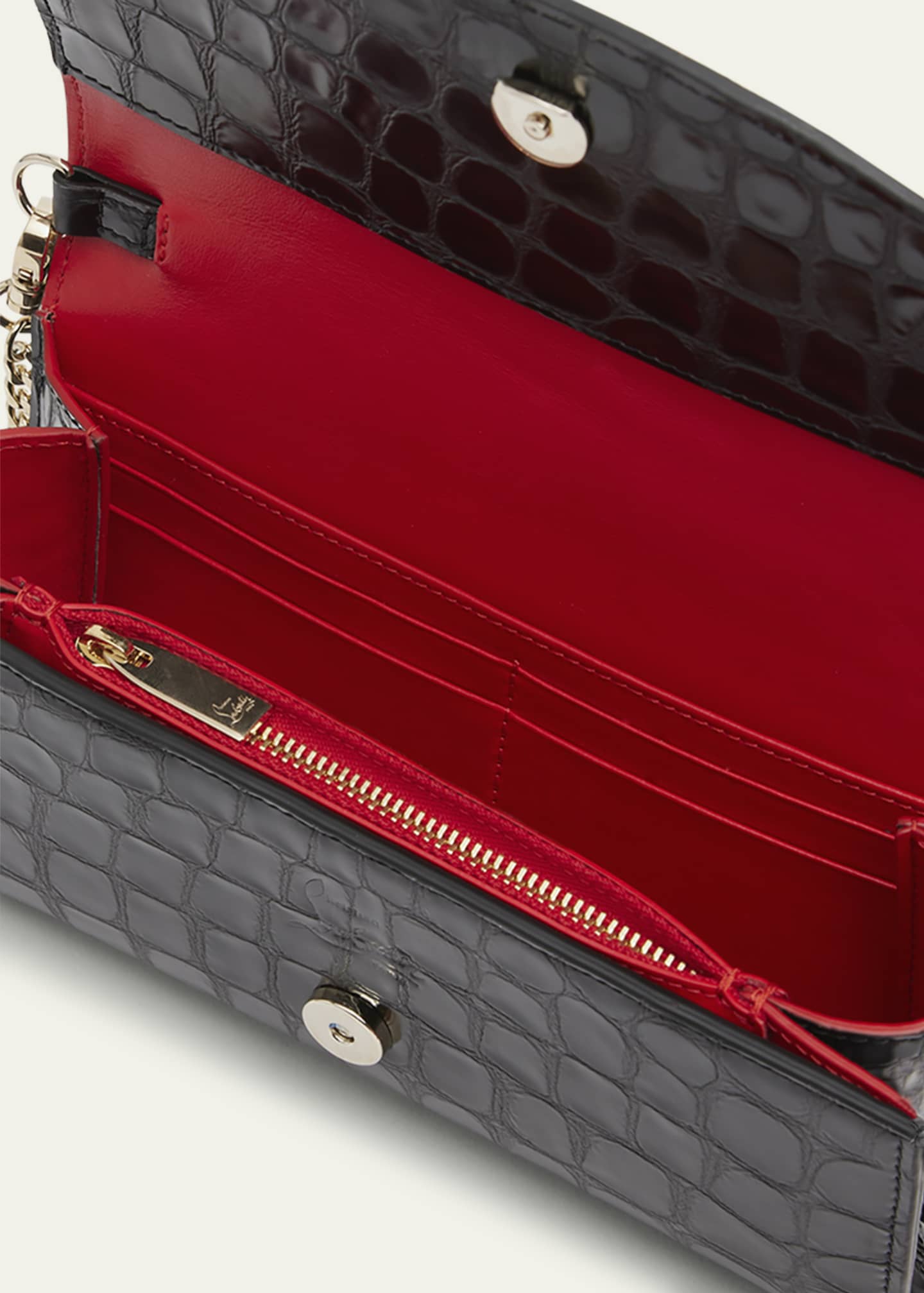 Christian Louboutin Loubi54 Wallet on Chain in Alligator Embossed Leather Image 4 of 5