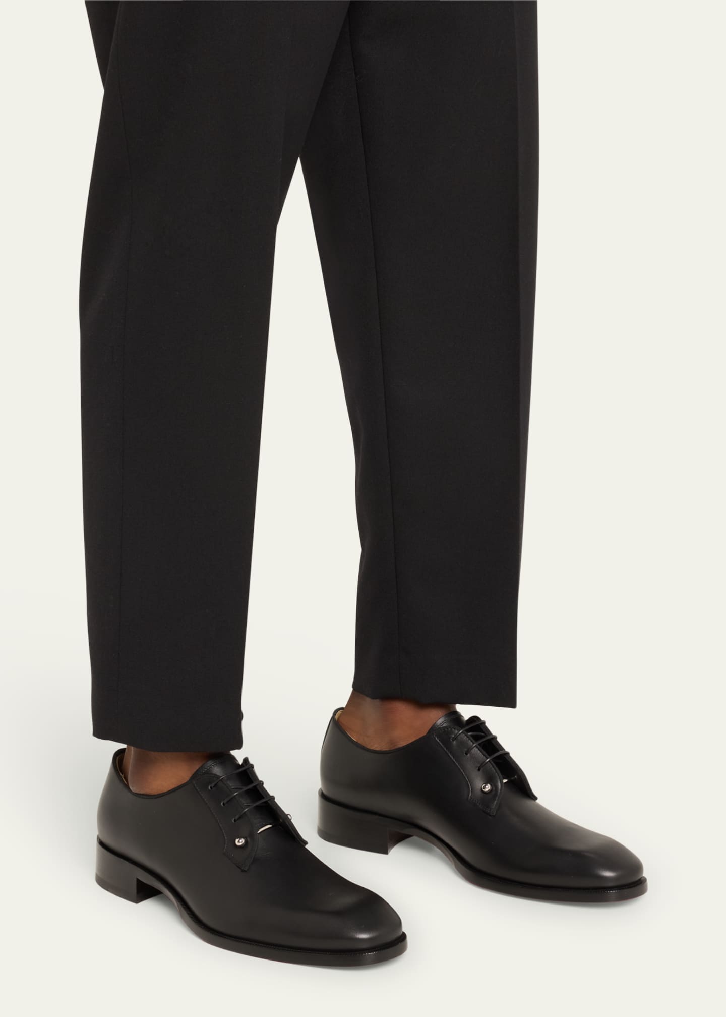 Christian Louboutin Men's Chambeliss Collar-Pin Leather Derby Shoes Image 2 of 5
