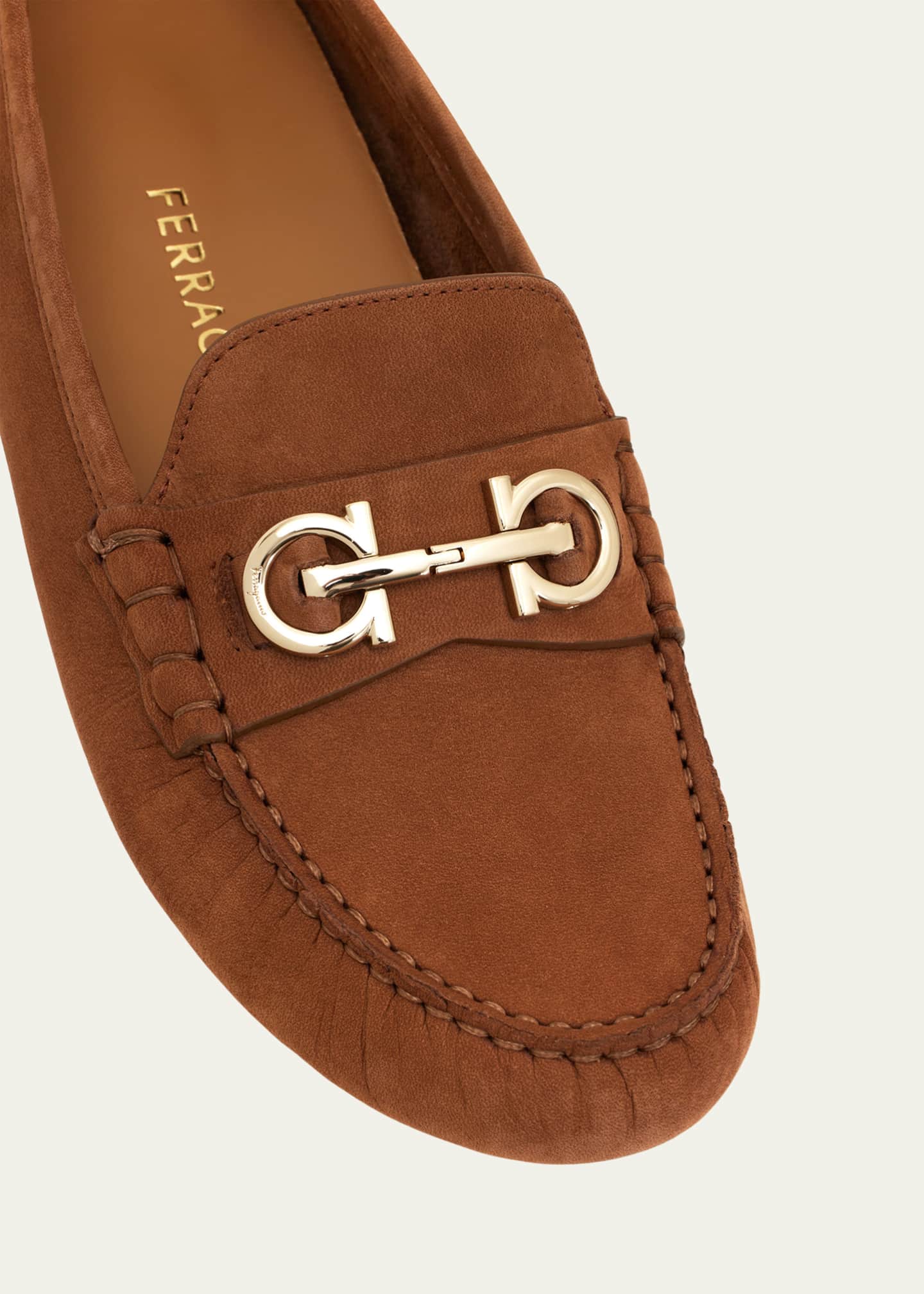 Ferragamo Odilia Suede Gancini Bit Driver Loafers