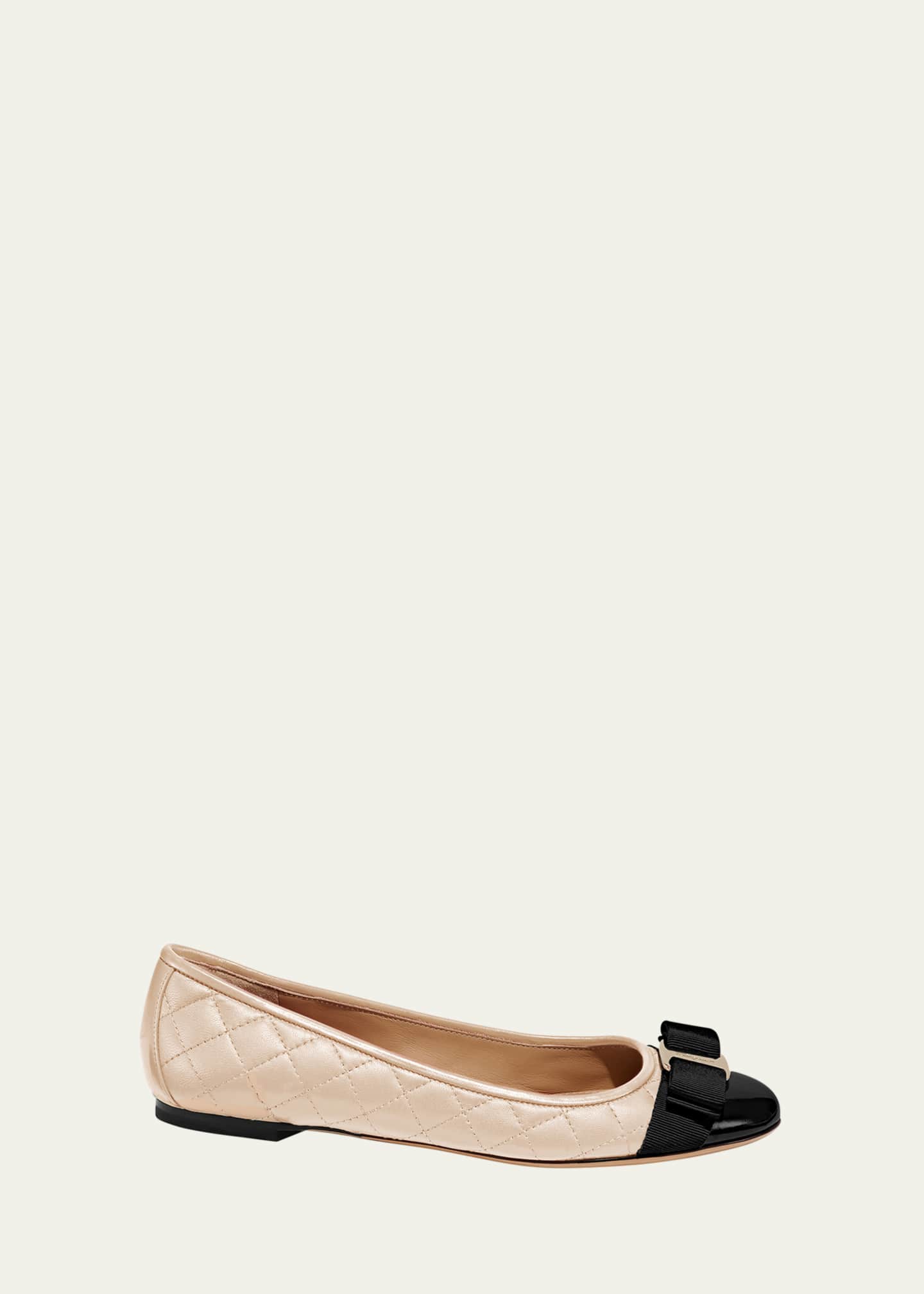 Ferragamo Varina Quilted Bow Ballerina Flats Image 1 of 2
