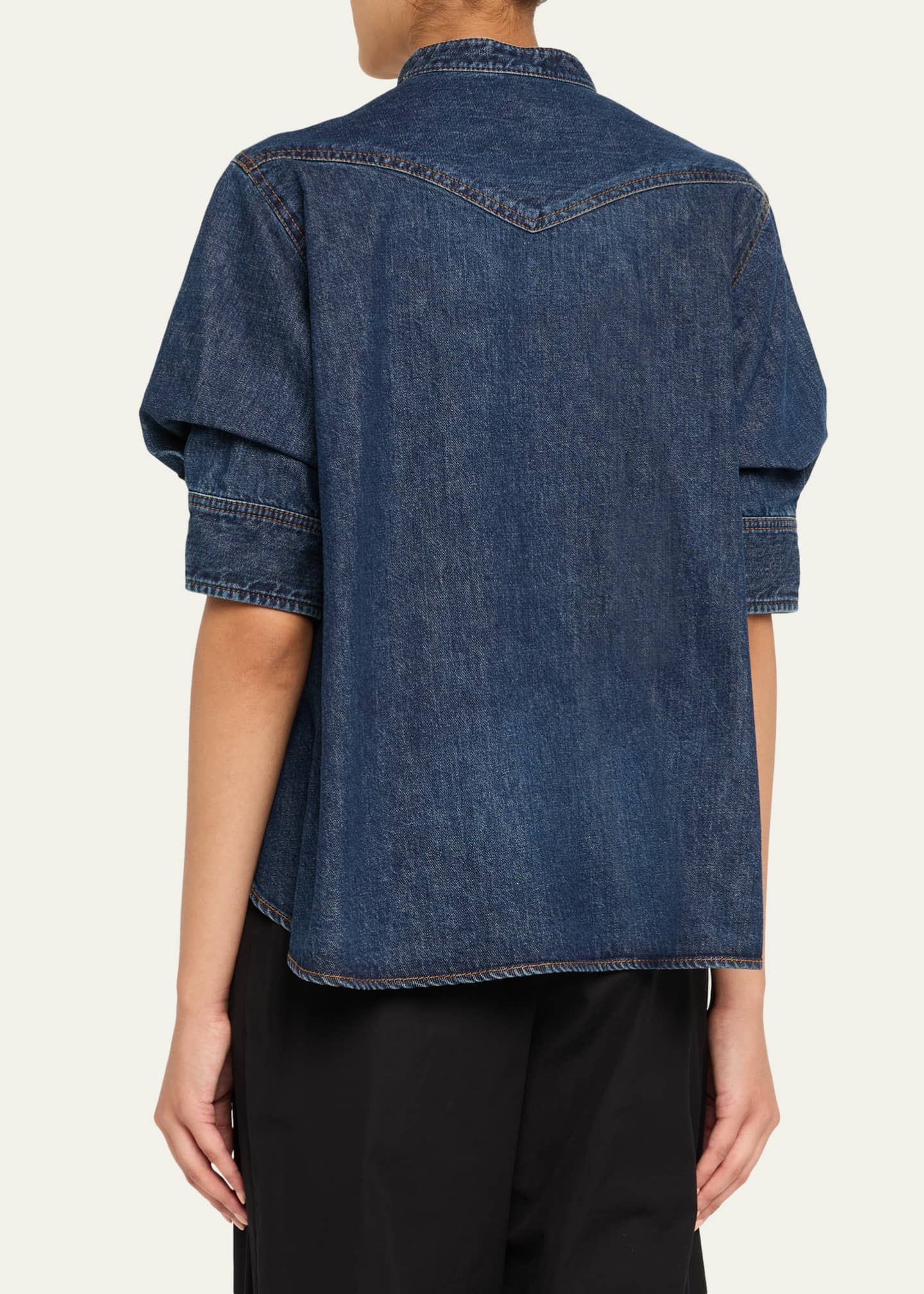SACAI Layered Knit and Denim Shirt - Bergdorf Goodman