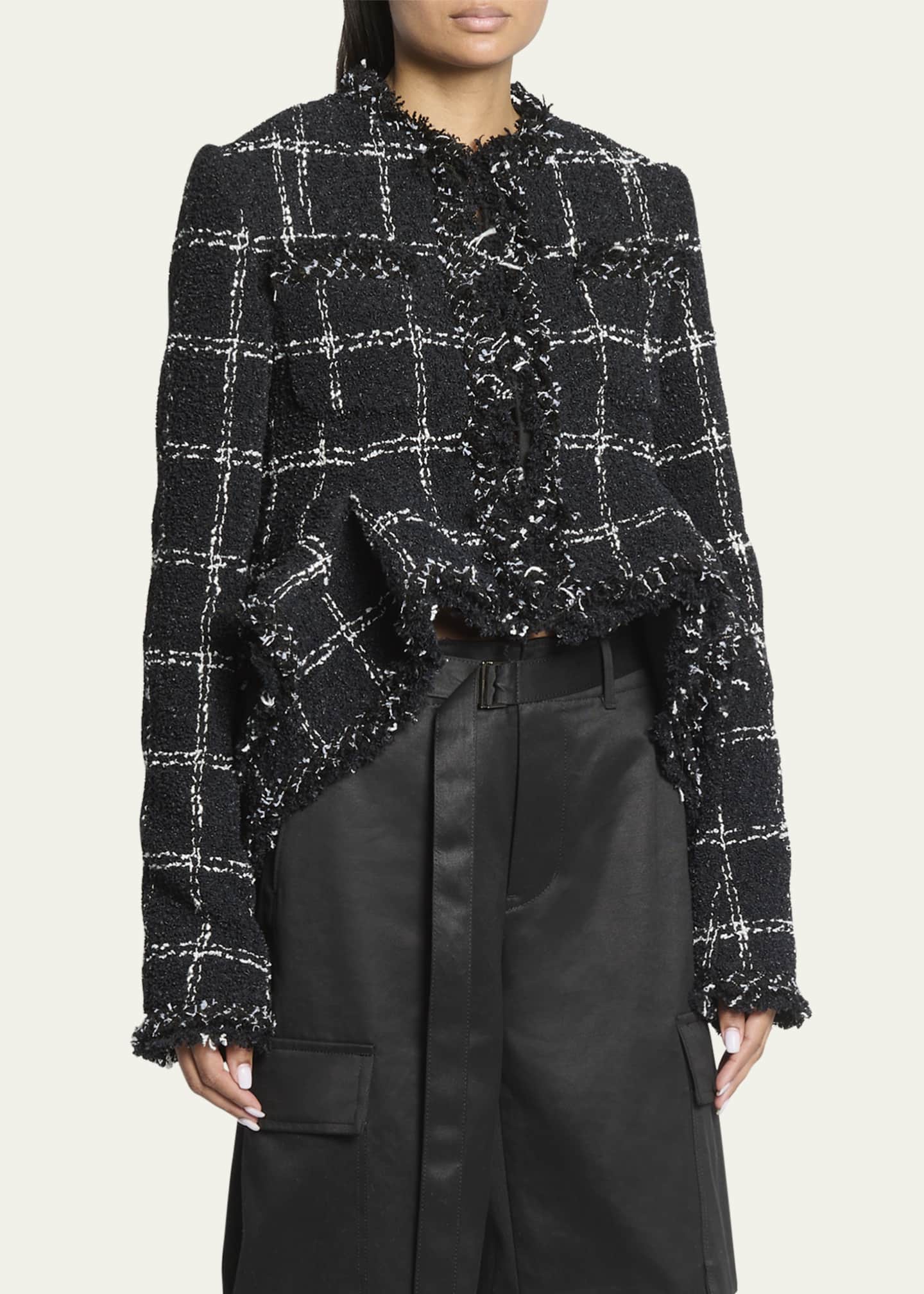Tweed frayed jacket hot sale