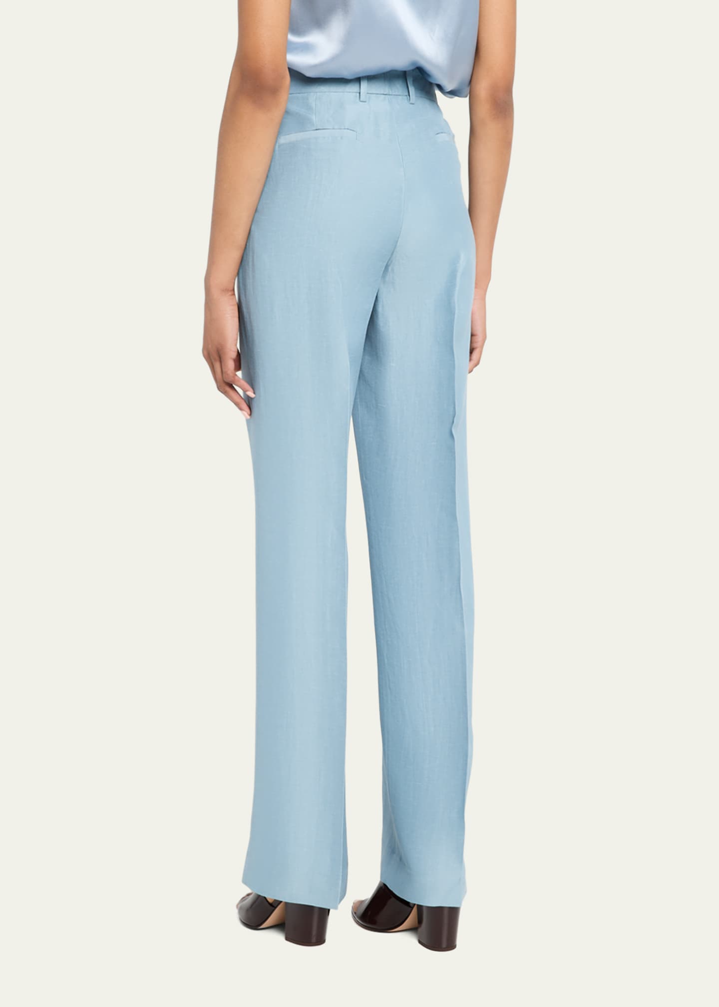 Lafayette 148 New York Gates High-Rise Straight-Leg Linen-Blend Pants Image 3 of 5