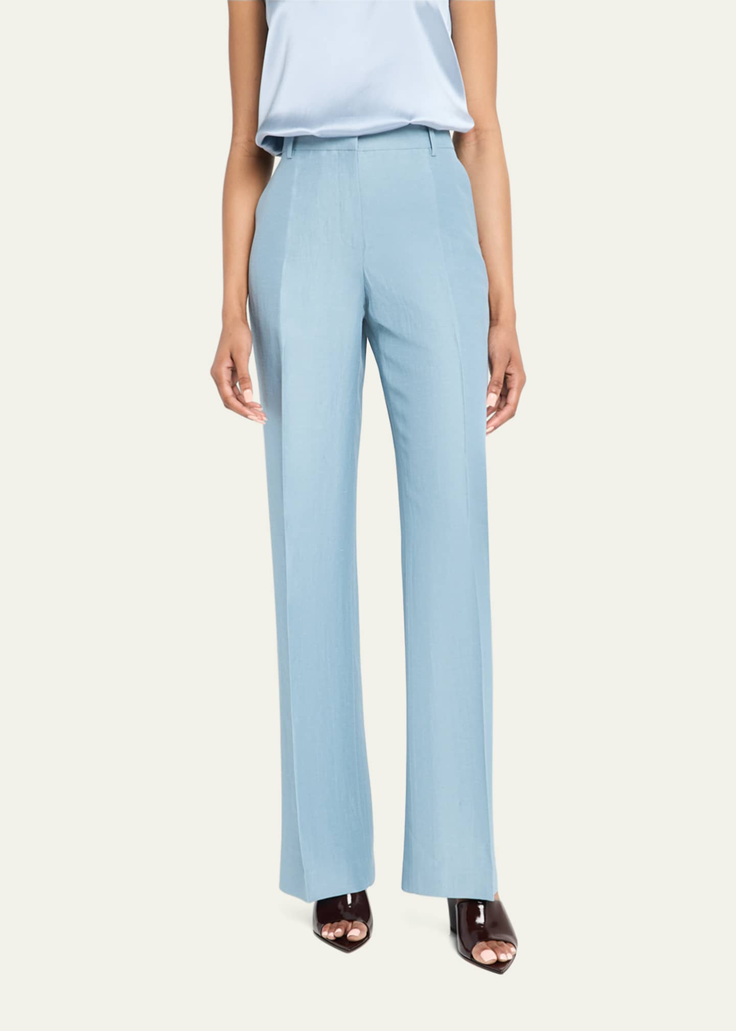 Lafayette 148 New York Gates High-Rise Straight-Leg Linen-Blend Pants Image 4 of 5
