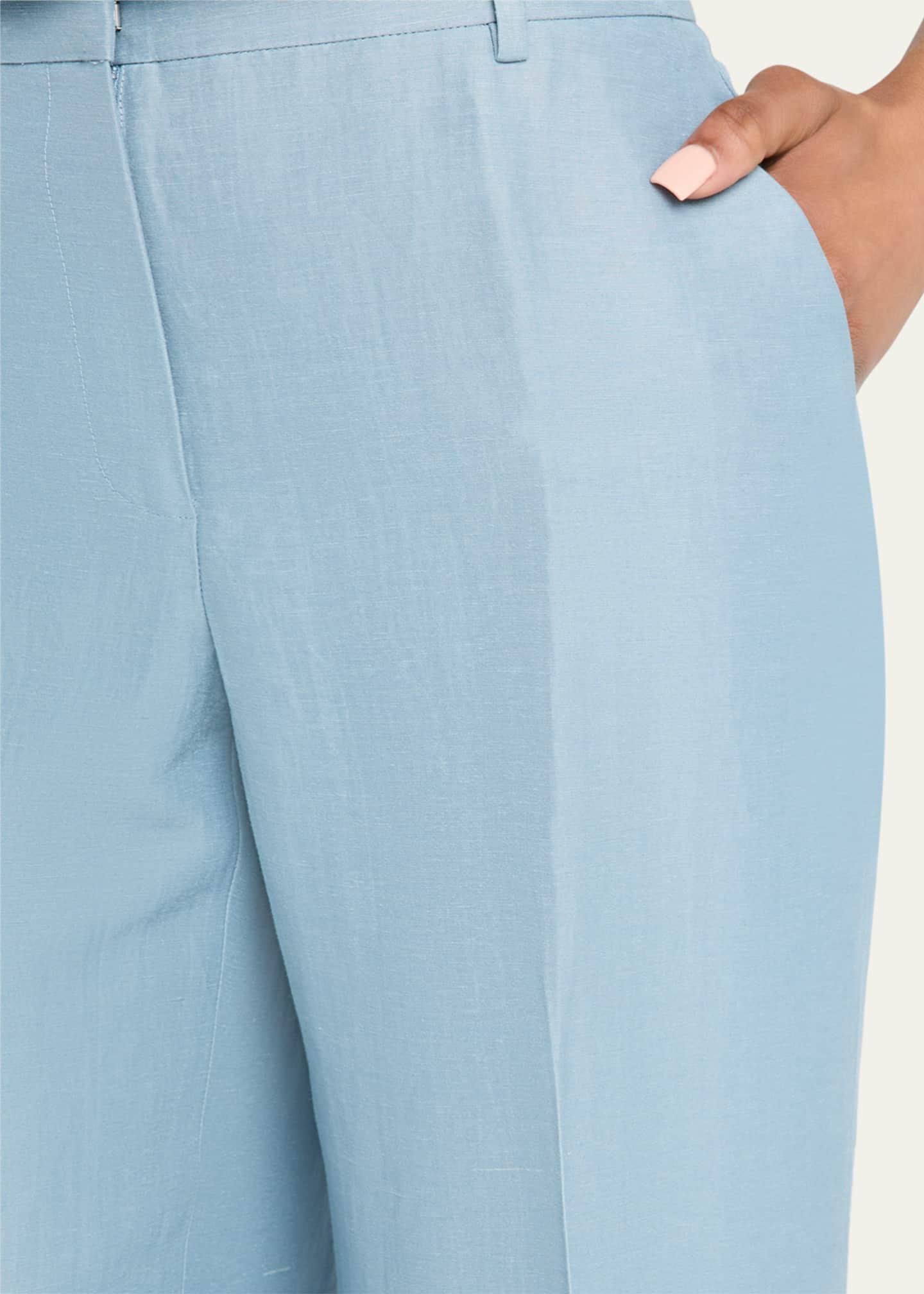 Lafayette 148 New York Gates High-Rise Straight-Leg Linen-Blend Pants Image 5 of 5