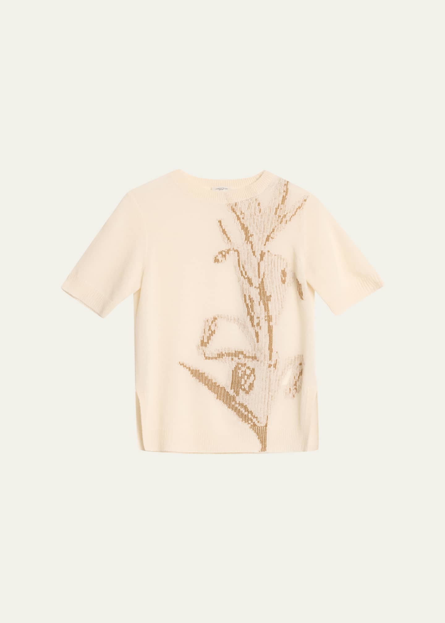 Lafayette 148 New York Crewneck Floral Intarsia Cashmere Sweater
